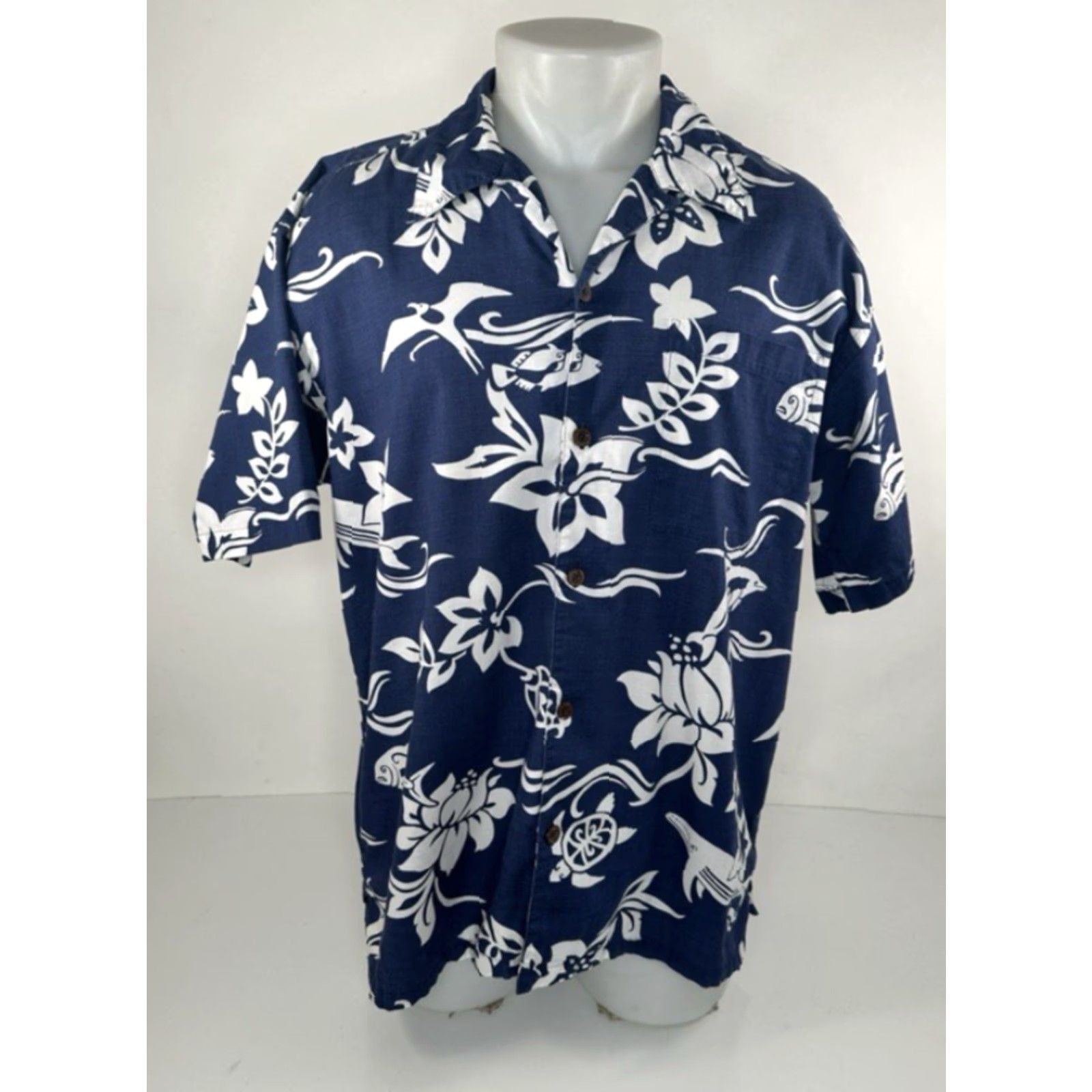 Patagonia Patagonia - Whale Dolphin Floral Hawaiian Aloha Sea Turtle L Shirt - Men - Short Sleeve Button-Up - Blue - Floral Pattern Size US L / EU 52-54 / 3 - 2 Thumbnail