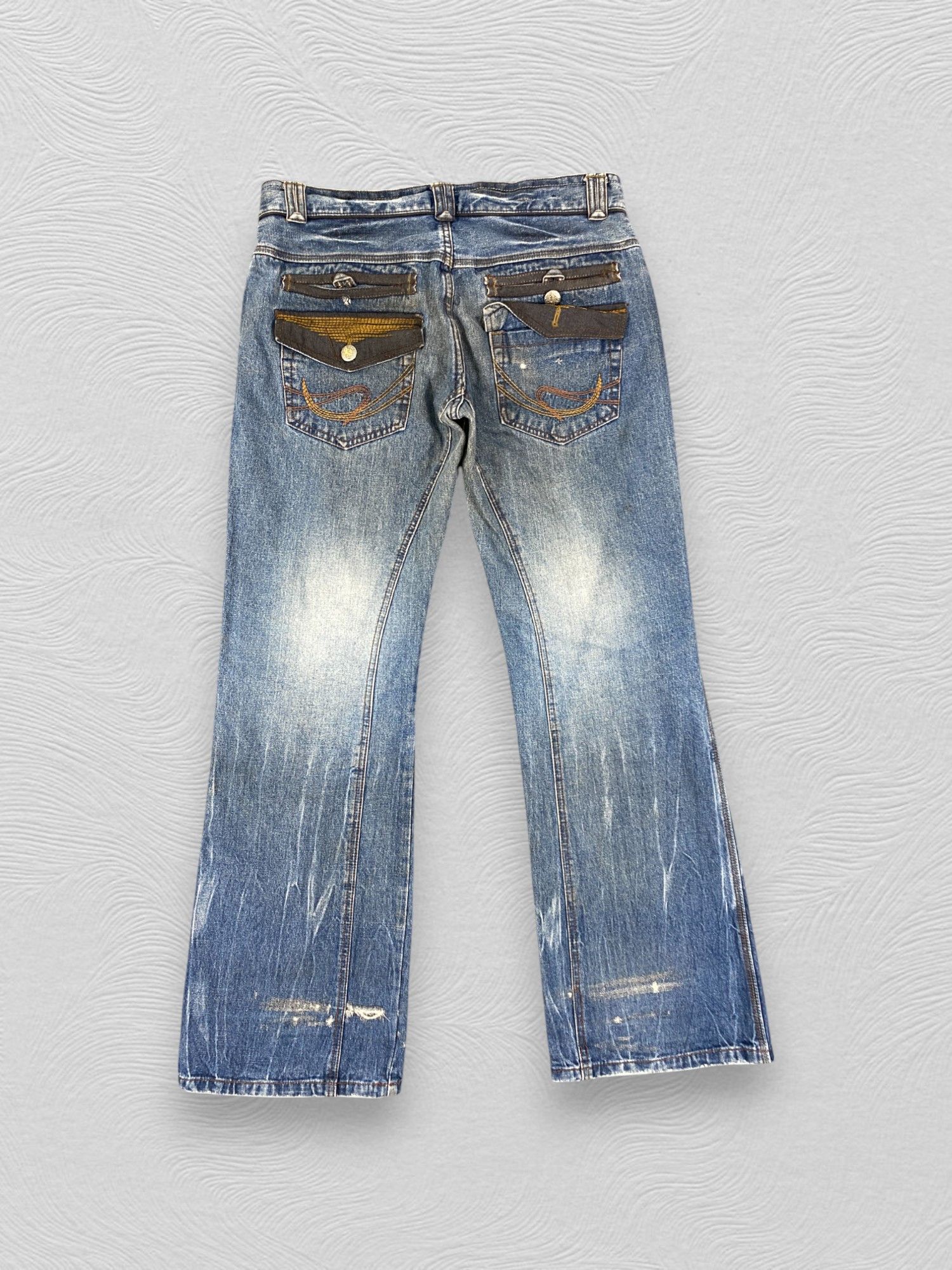 If Six Was Nine Faded Blue Vintage Flare Jeans 35x32 - JN3289 Size US 35 - 2 Thumbnail