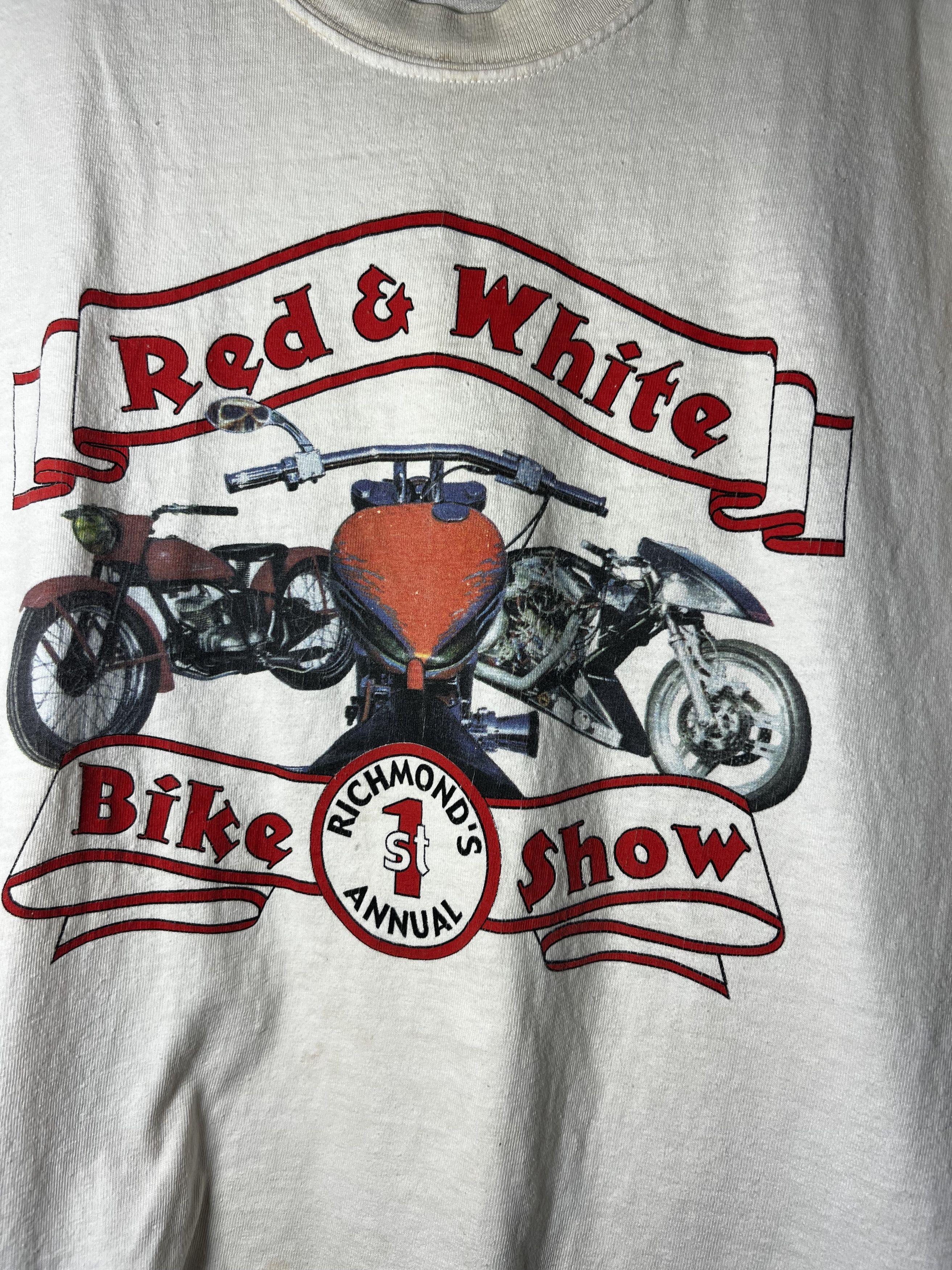 Vintage Vintage Richmond's Red & White 1st Annual Bike Show T-Shirt Size US XL / EU 56 / 4 - 2 Thumbnail