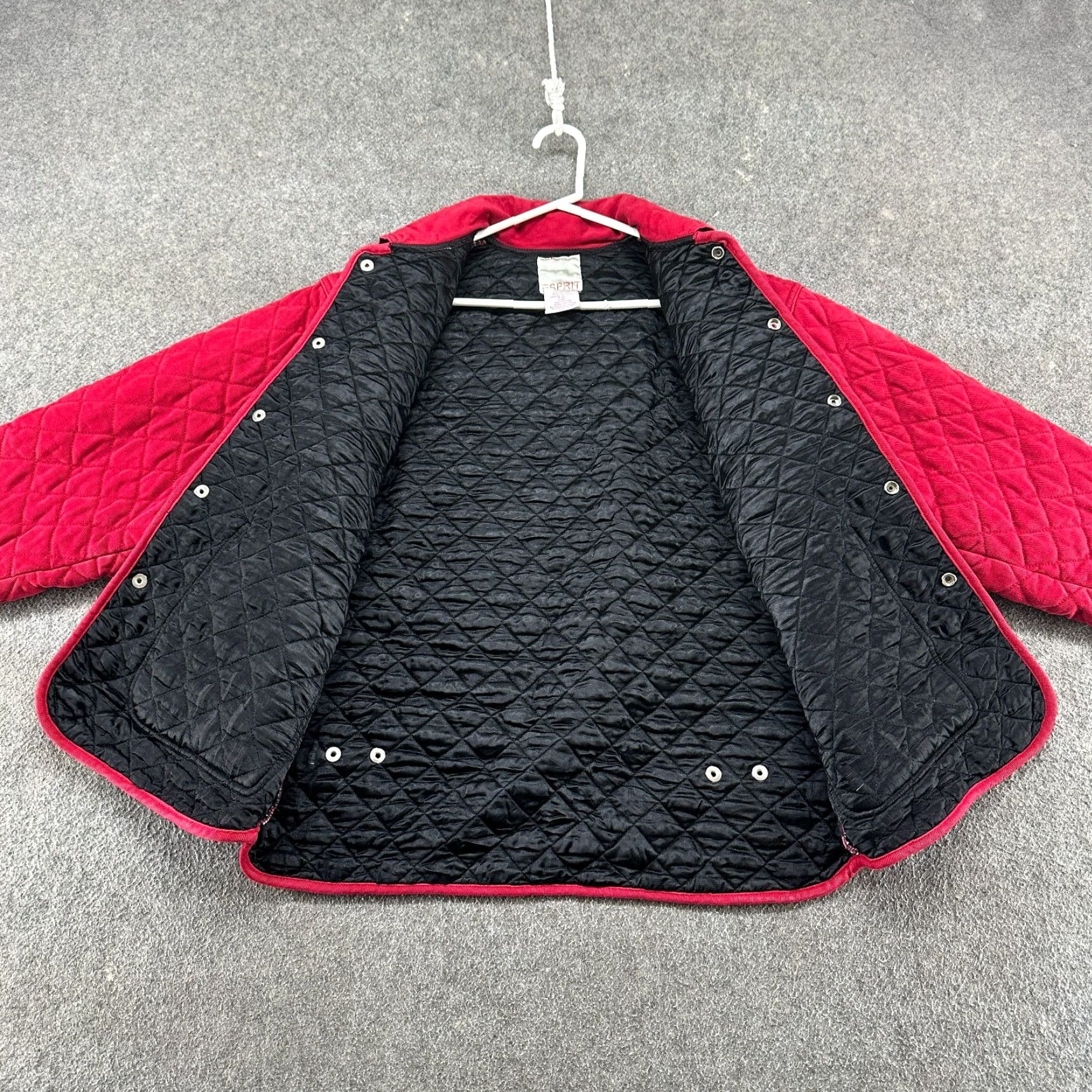 Esprit VINTAGE Esprit Jacket Womens M Red Quilted Diamond Snap Chore Barn Coat 90s Size M / US 6-8 / IT 42-44 - 2 Thumbnail