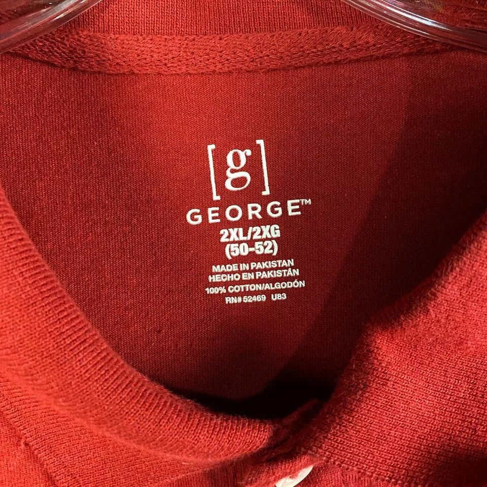 George George Polo Shirt Men's 2XL Short Sleeve Red 50-52 XXL Size US XXL / EU 58 / 5 - 4 Thumbnail