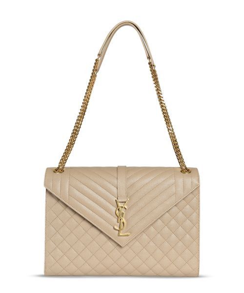 Saint Laurent Paris O1S1Wg110425 600166 Size: Os / Envelope Large Leather Bag in Beige, Women's