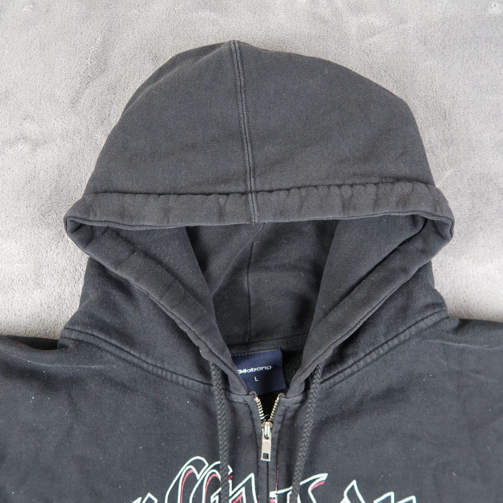 Billabong VINTAGE Billabong Grunge Hoodie Large Black Zip Up Sweatshirt Mens L Size US L / EU 52-54 / 3 - 6 Thumbnail