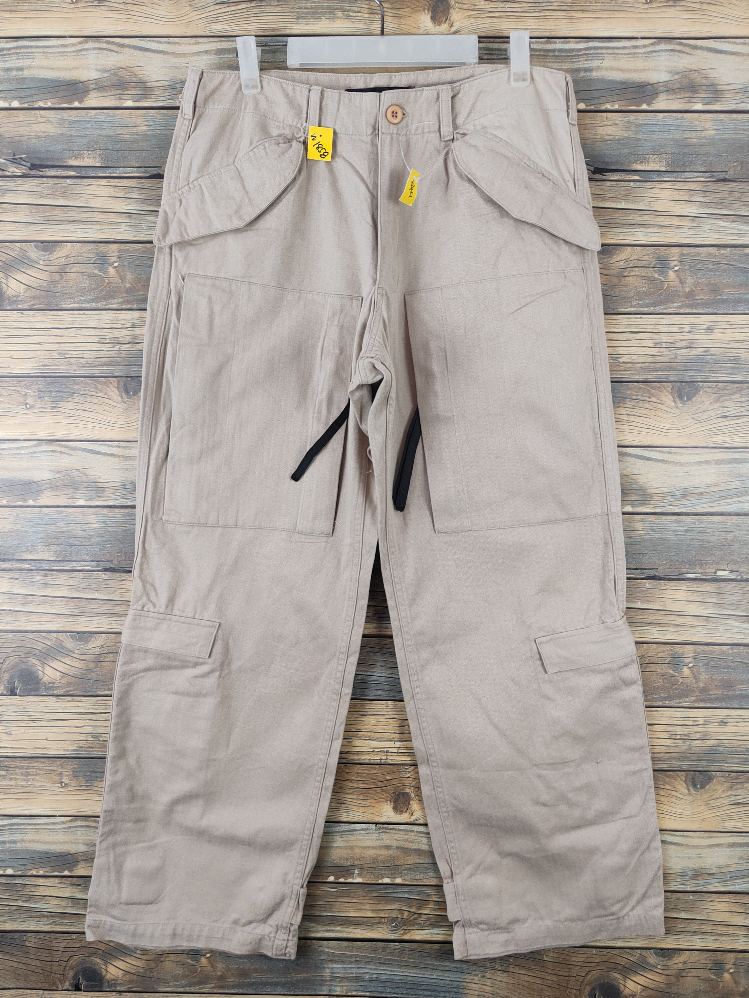 Japanese Brand No Means No Beige Multipocket Tactical Cargo Pants #W1858 Size US 32 / EU 48 - 1 Thumbnail