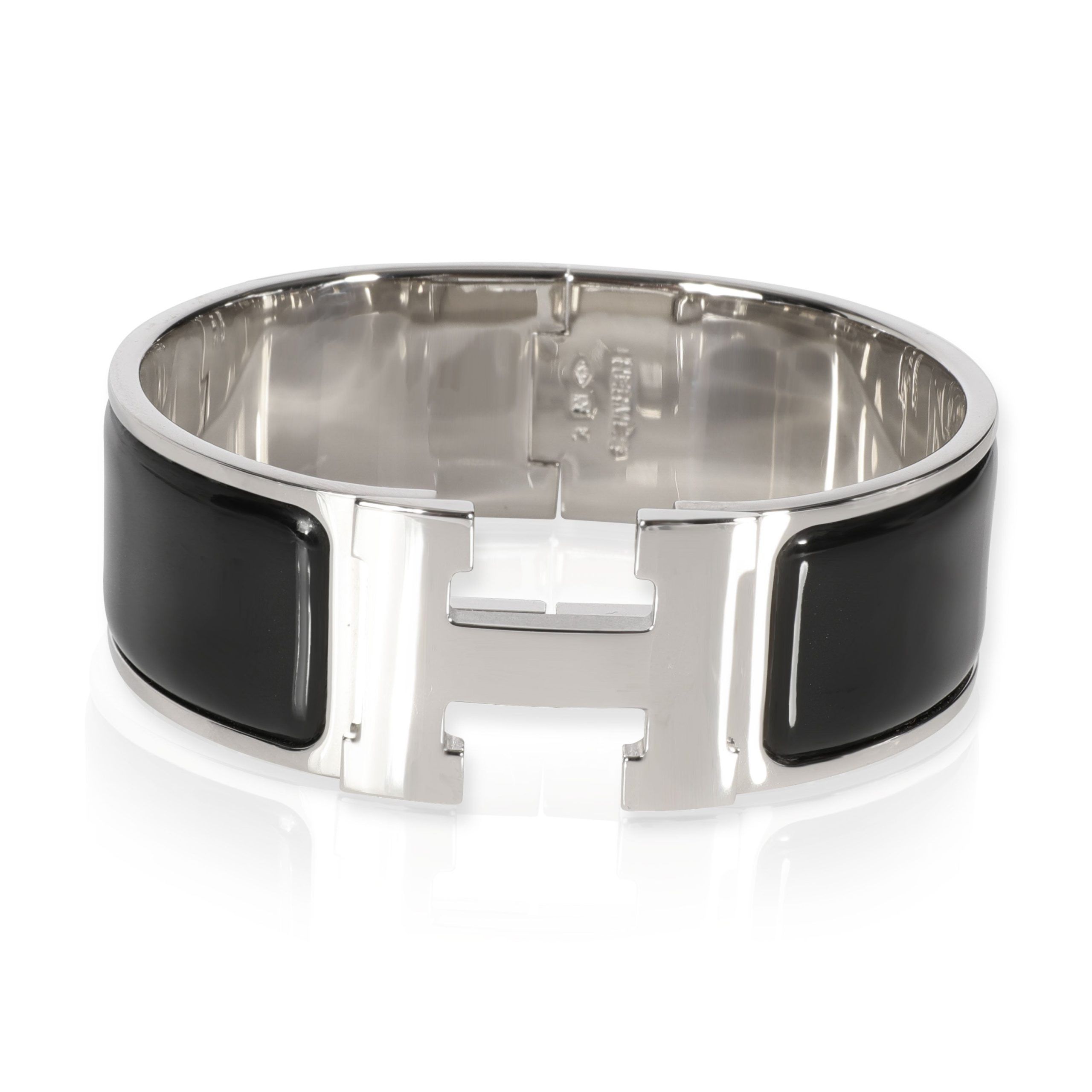 Hermès Black Clic Clac H Palladium-Plated Bracelet