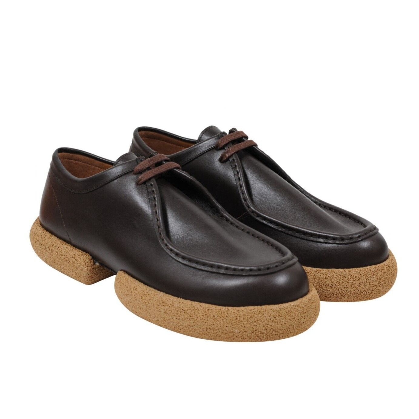 Dries Van Noten Brown Leather Chunky Cork Sole Platform Derby - 01854 Size US 11.5 / EU 44-45 - 3 Thumbnail