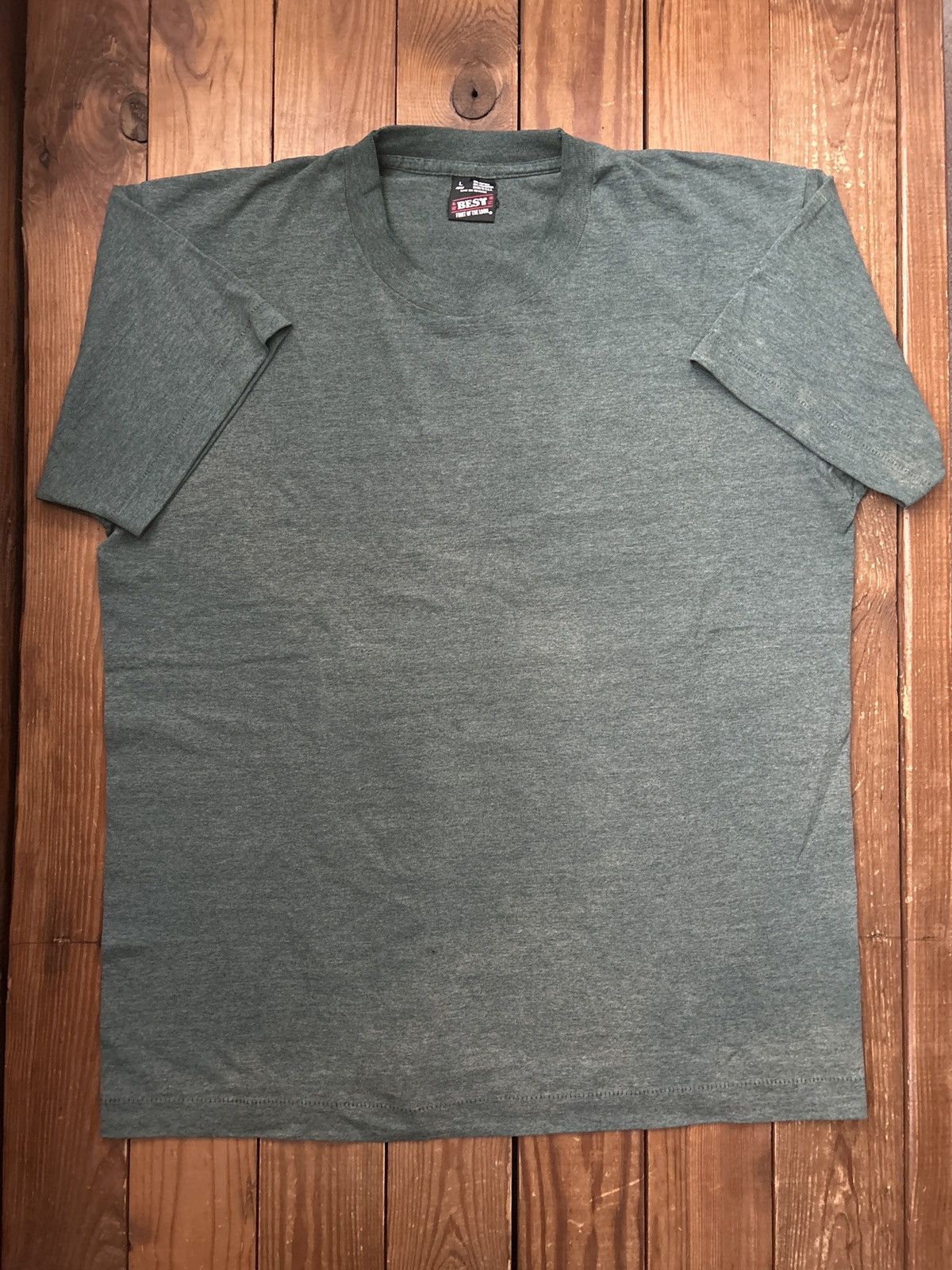 Vintage Vintage 90s Screen Stars Single Stitch Green Blank Tee Shirt Size US L / EU 52-54 / 3 - 1 Thumbnail