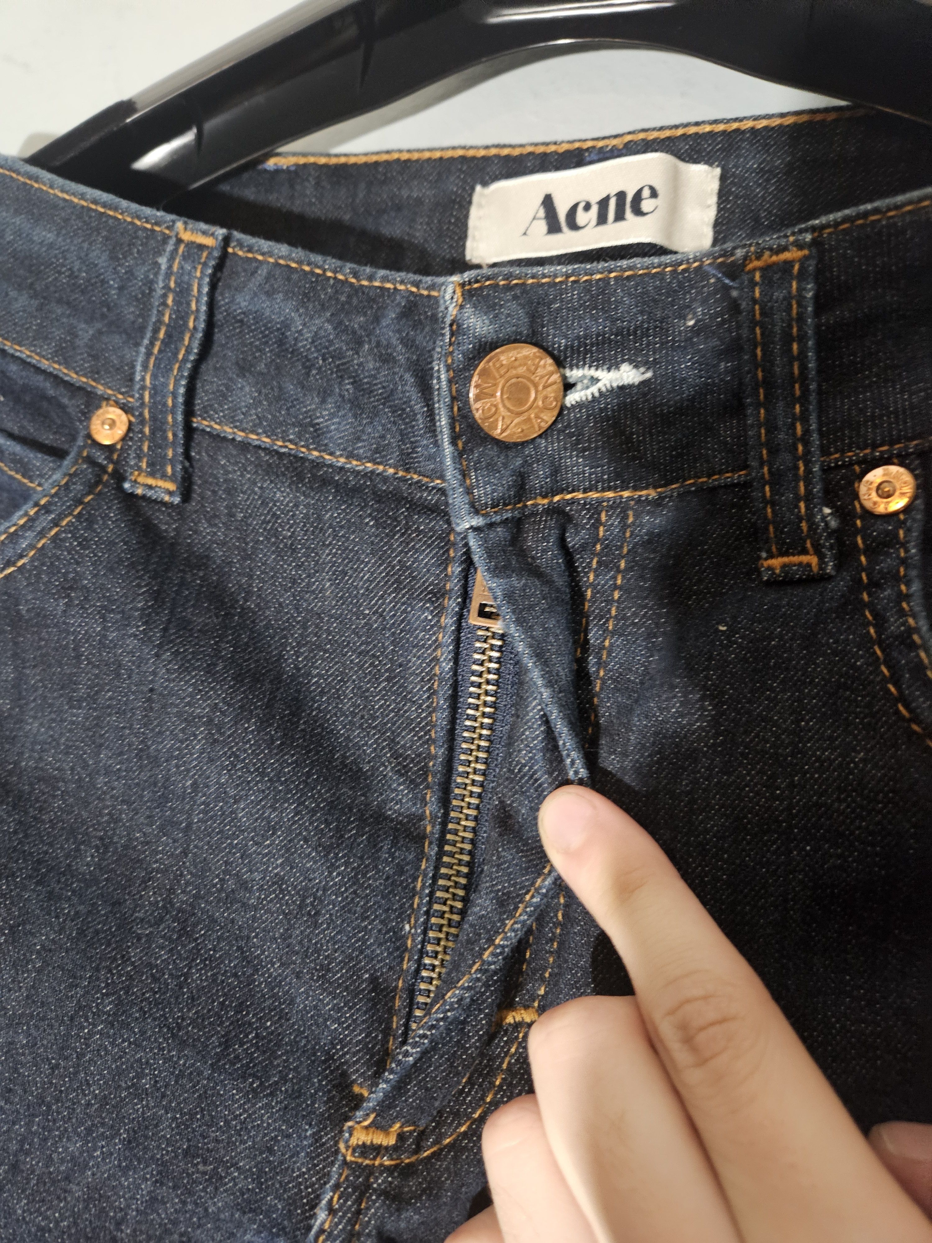 Acne Studios Hex DC Blue Raw Style Leather Back Patch Denim Jeans Size US 29 - 7 Thumbnail