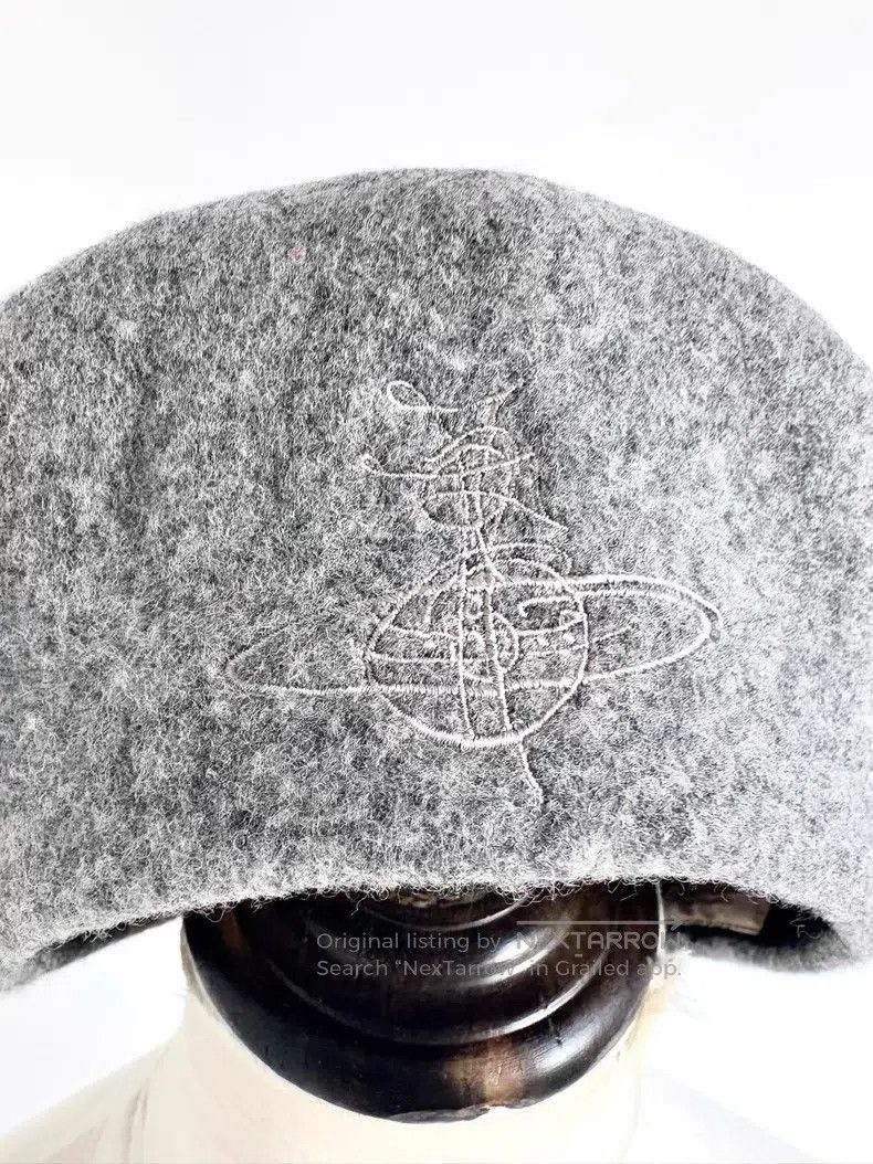 Vivienne Westwood Vivienne Westwood Big Saturn Embroidered Grey Beret Size ONE SIZE - 4 Thumbnail