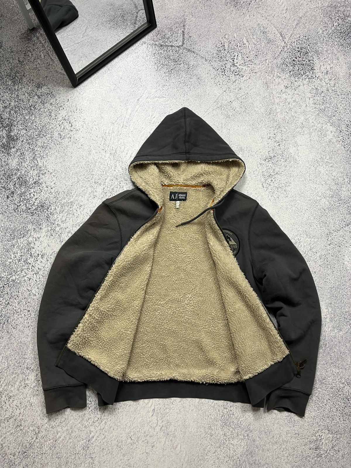Giorgio Armani × Japanese Brand Armani Jeans Faded Japanese Fur Zip Hoodie Sherpa Jacket Size US M / EU 48-50 / 2 - 11 Thumbnail