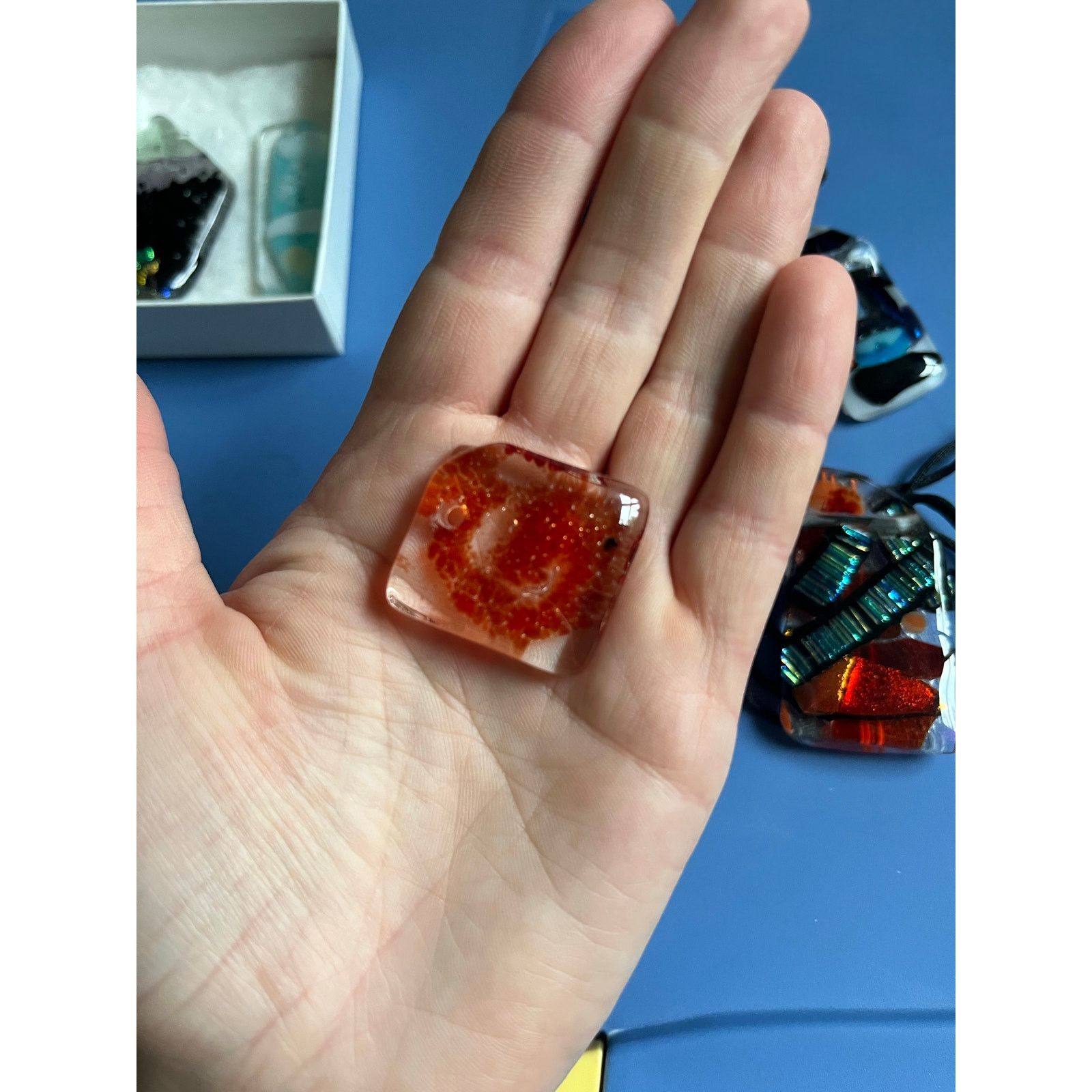 Handmade Lot of 7 Handmade Fused Glass Pendants Size ONE SIZE - 8 Thumbnail
