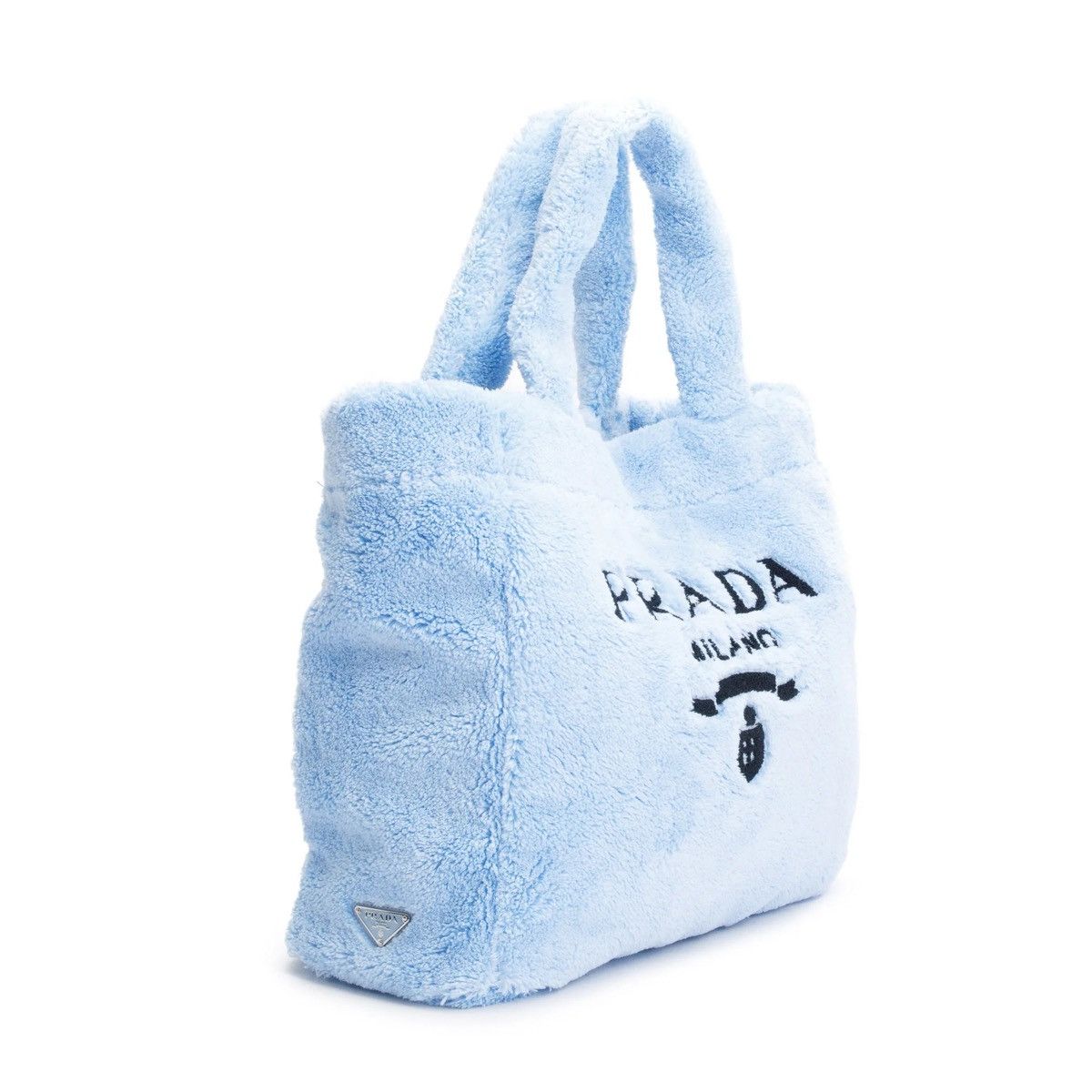 Prada PRADA Blue Terry Cloth Logo Tote Size ONE SIZE - 2 Thumbnail