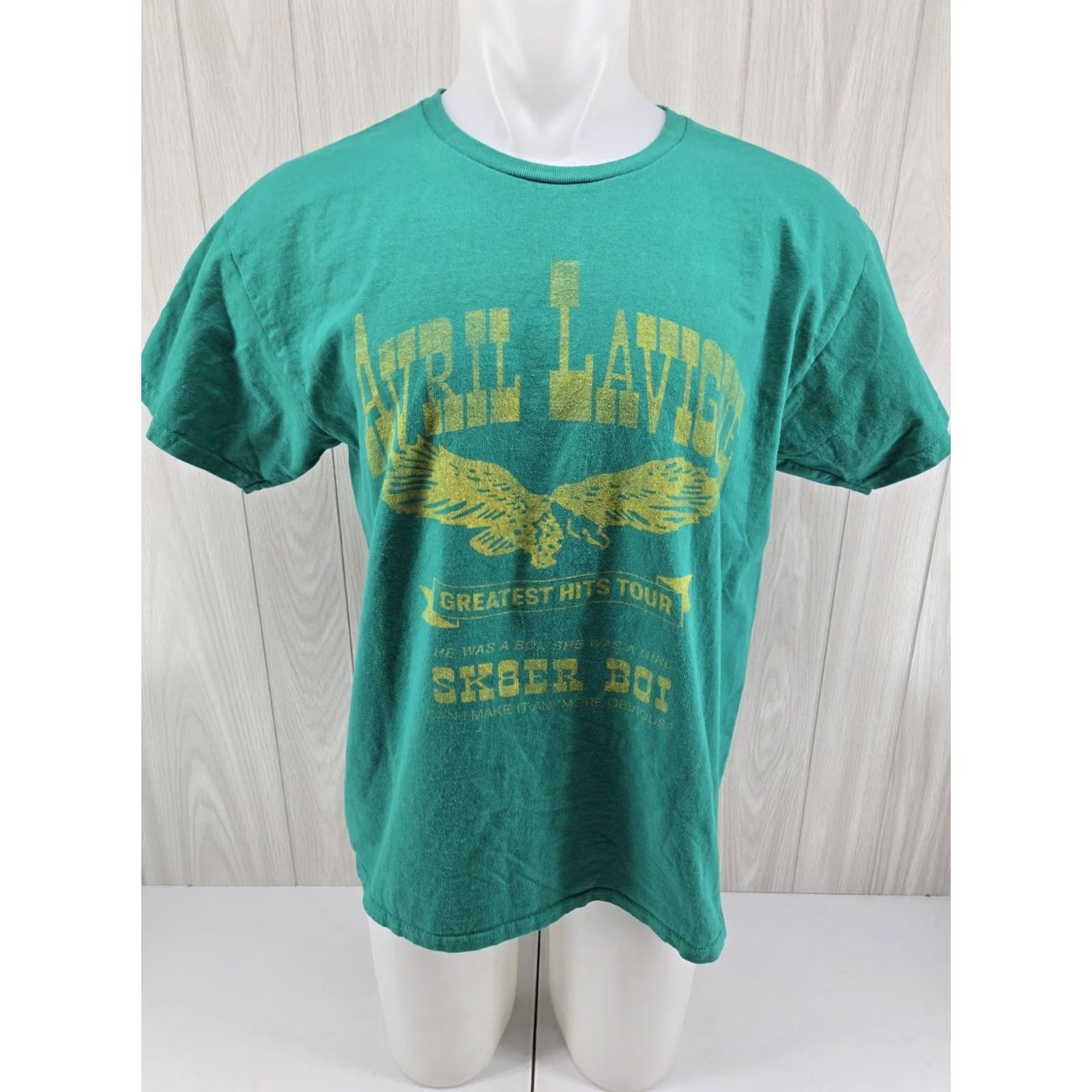 Vintage Avril Lavigne T-Shirt Sk8r Boi Green Size L Unisex Crew Neck Short Sleeve Band Tour Concert 2000s Size US L / EU 52-54 / 3 - 2 Thumbnail