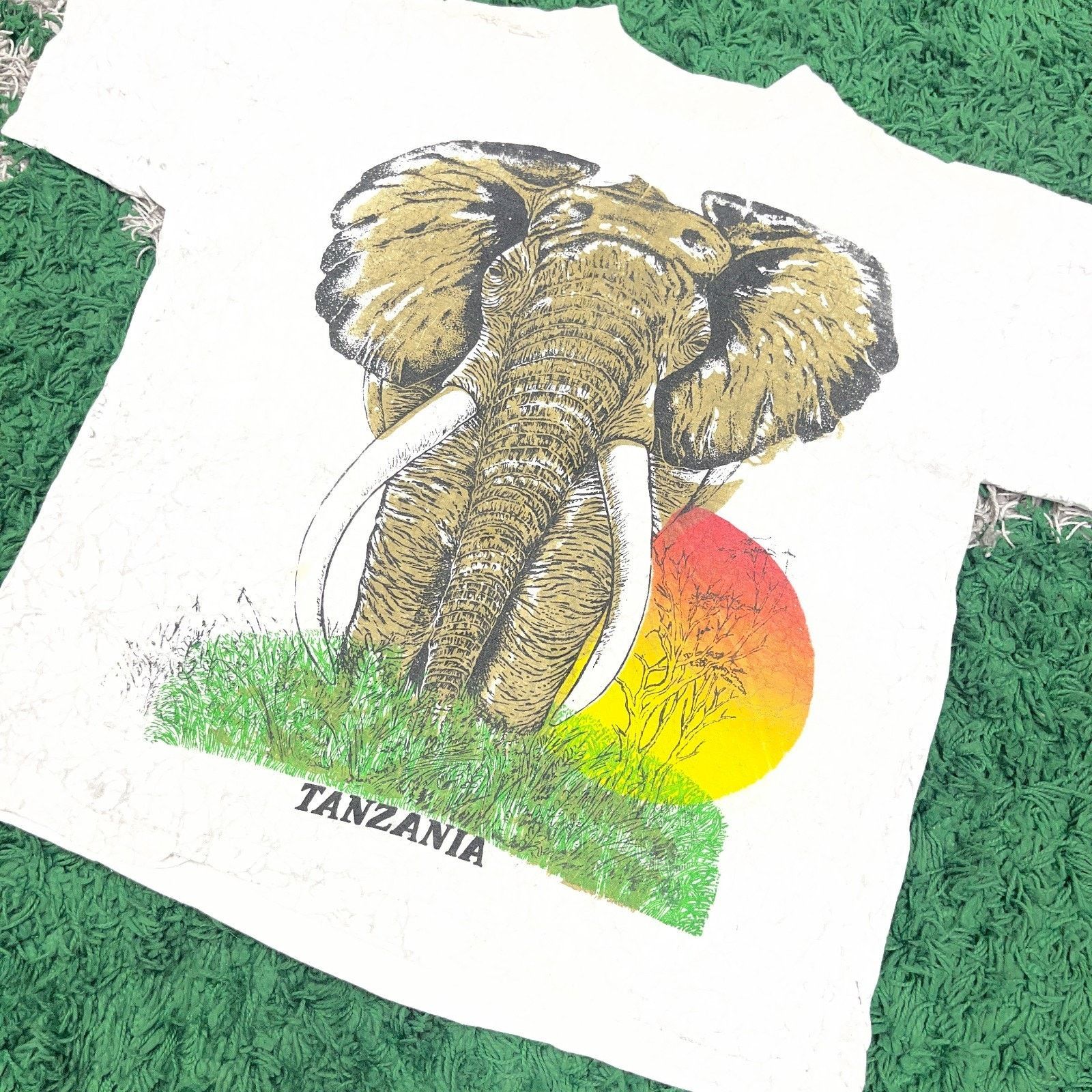 Vintage Vintage 90s Tanzania Elephant All Over Print Souvenir Tee Size US L / EU 52-54 / 3 - 2 Thumbnail