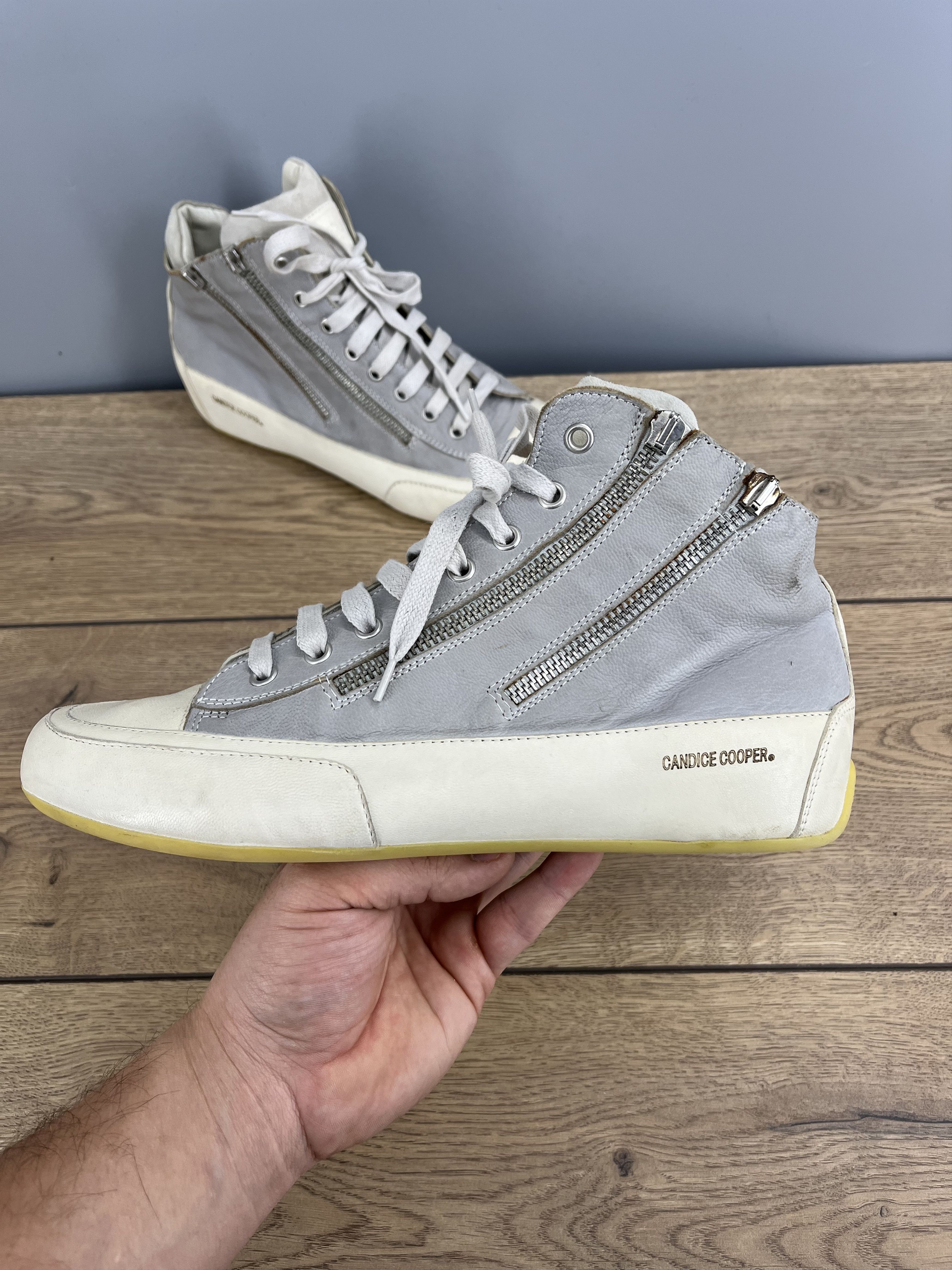 Vintage Candice Cooper Hi-Top Leather Sneakers EU 41 Gray Size US 9.5 / IT 39.5 - 6 Thumbnail