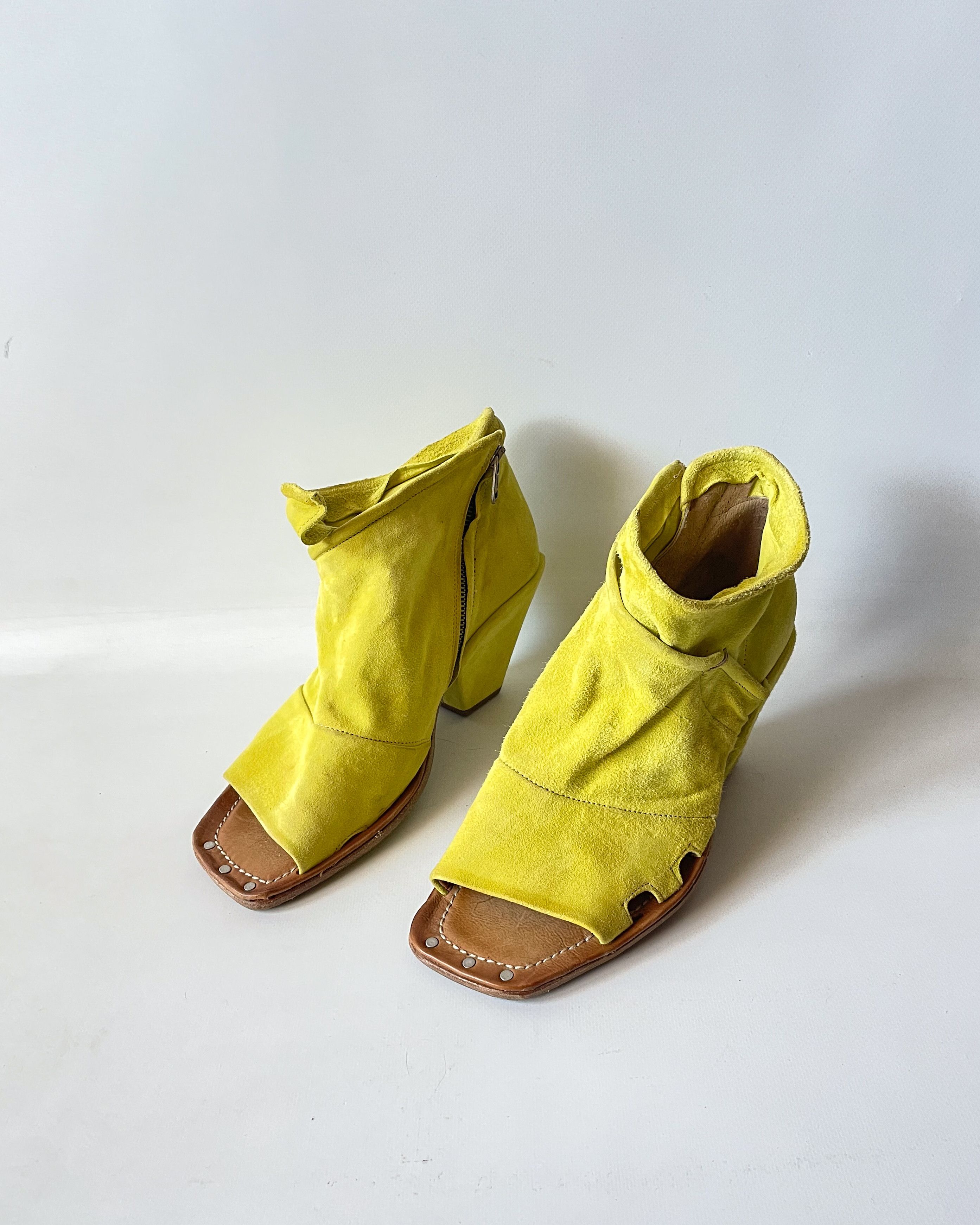 A.S.98 A.S.98 Yellow Suede Leather Sandals Size US 10 / IT 40 - 2 Thumbnail