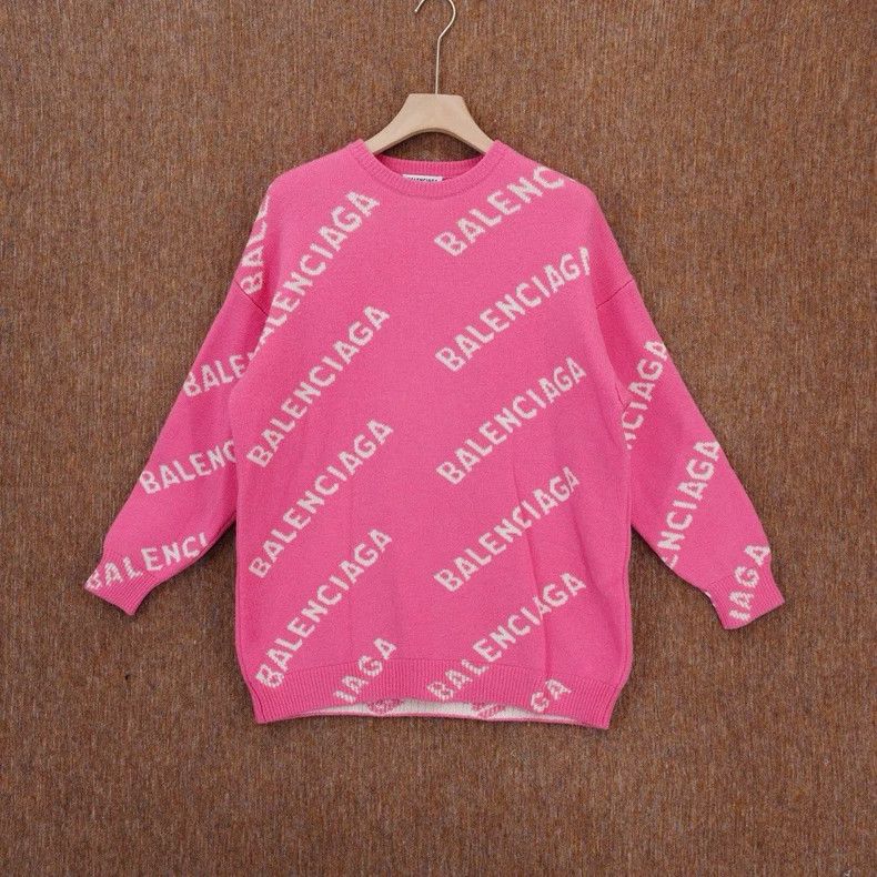Balenciaga Pink Logo Knit Sweater - dmc