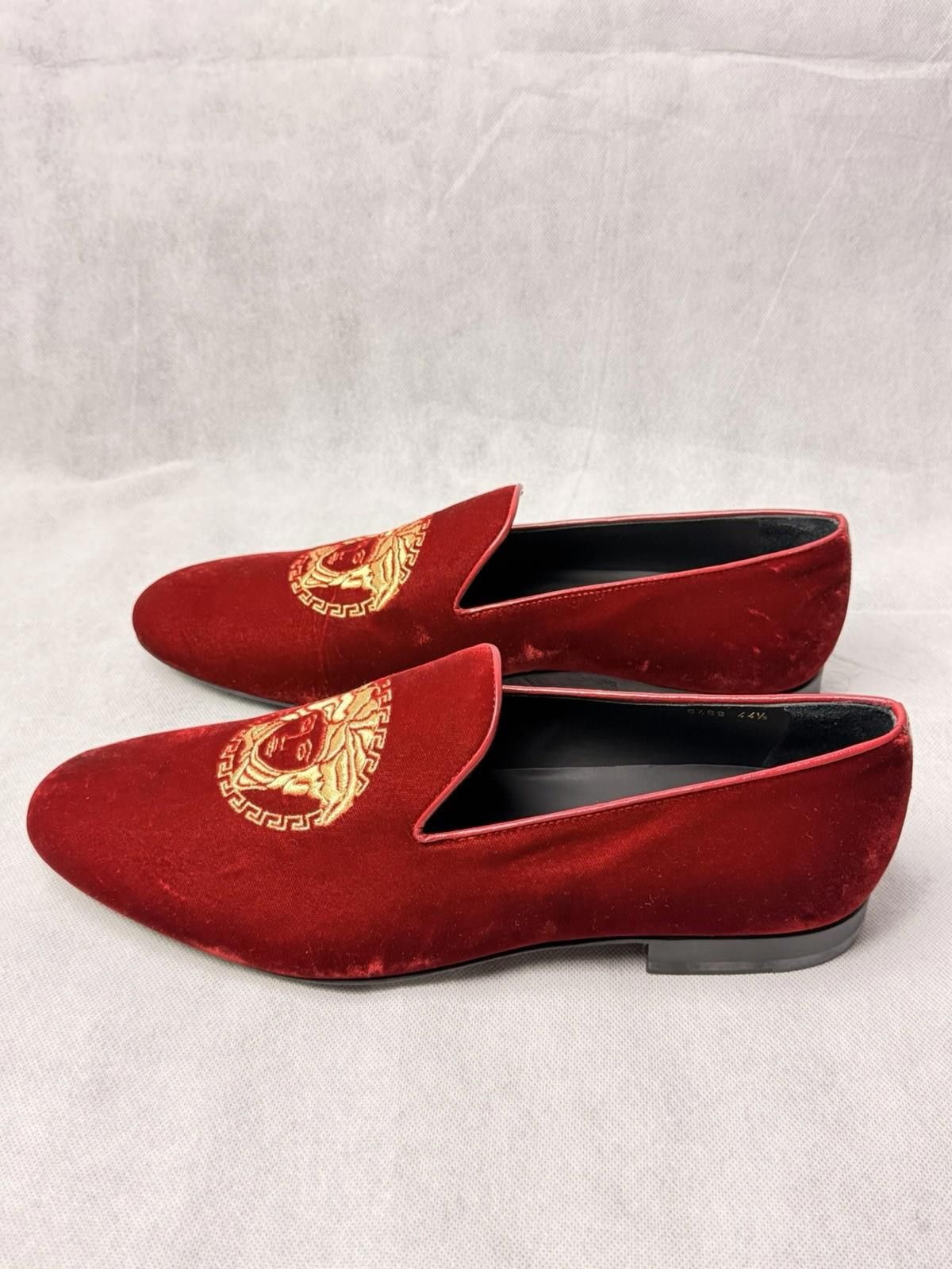 Versace Versace Medusa Head Velvet Loafers Red Gold SZ 44.5 US 11.5 Size US 11.5 / EU 44-45 - 3 Thumbnail