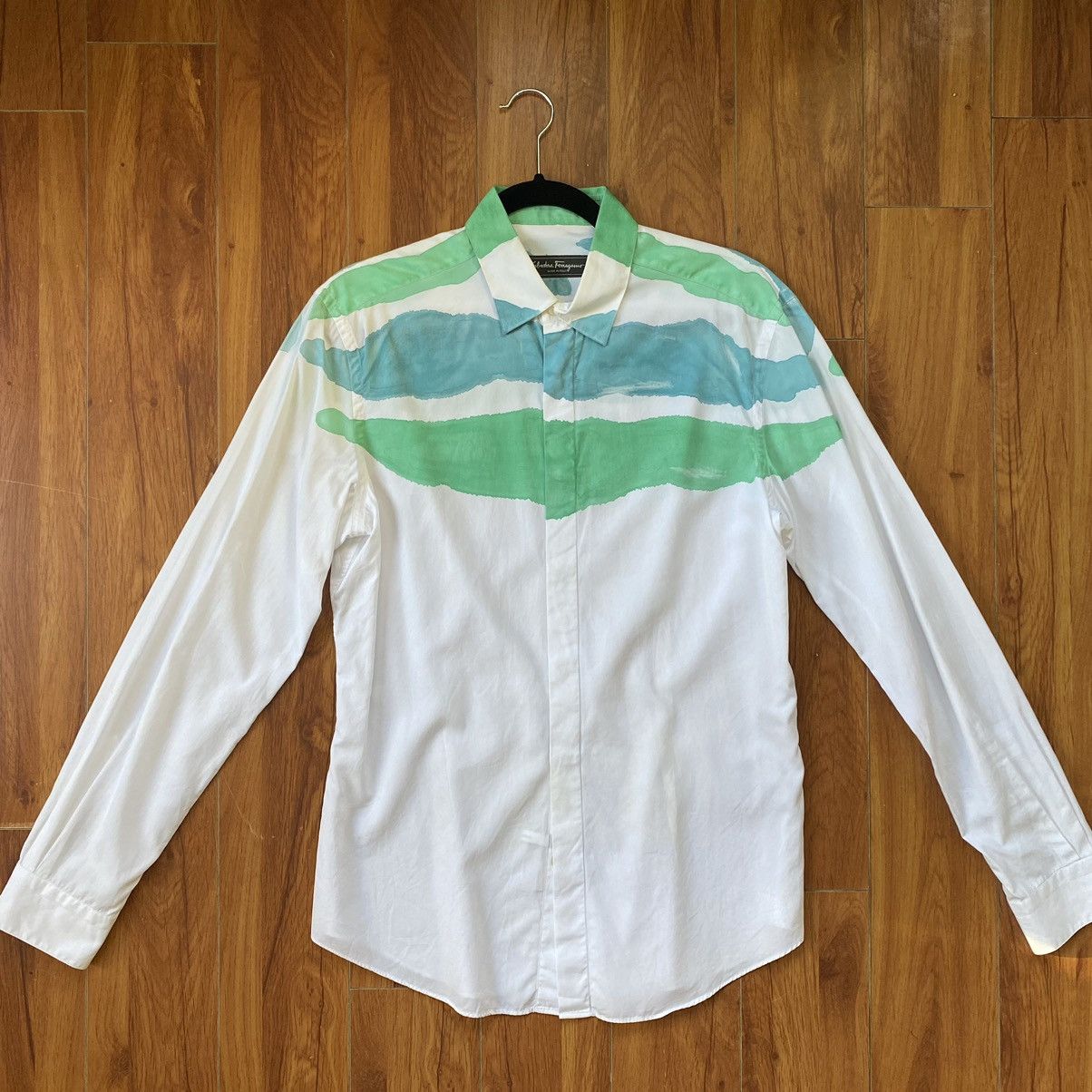 image of Salvatore Ferragamo Dress Shirt in White, Men's (Size Medium)