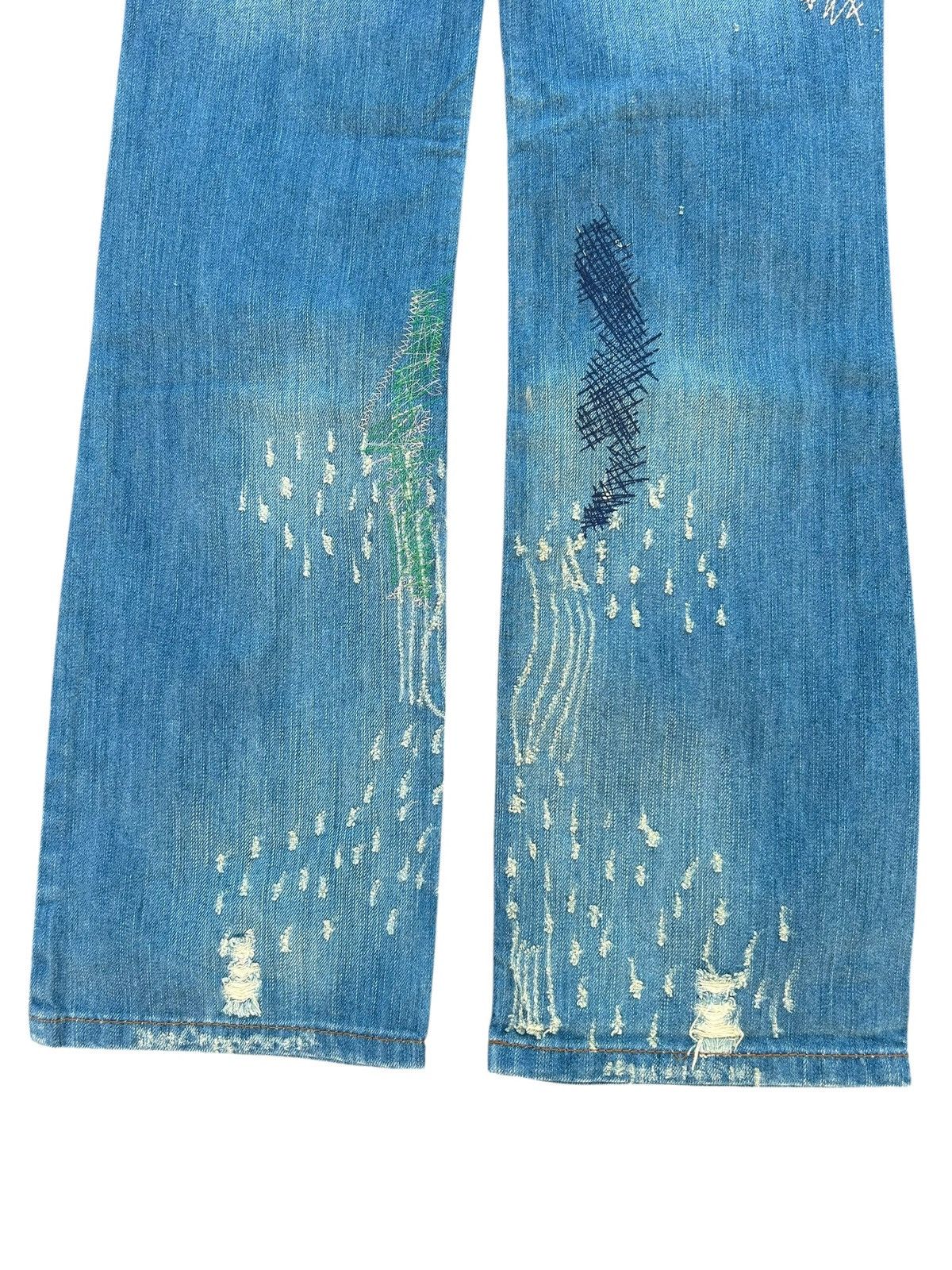 Kapital × Vintage × Who Decides War Hippies Style Japanese Distressed Denim Jeans Rare 🎌☠️ Size US 27 - 14 Thumbnail