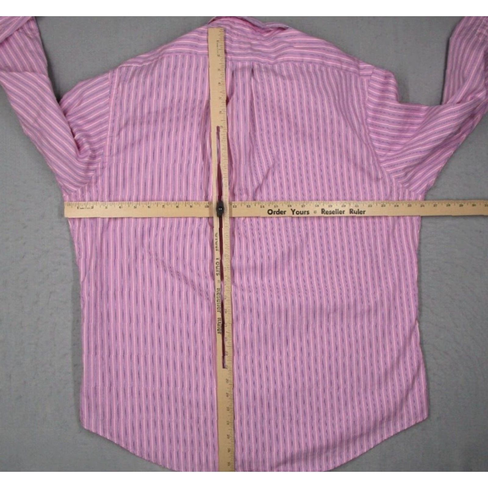 Polo Ralph Lauren VINTAGE Polo Ralph Lauren Pink Striped Dress Shirt Mens 18 34 Button Down Long Sleeve Cotton Size 34R - 4 Thumbnail