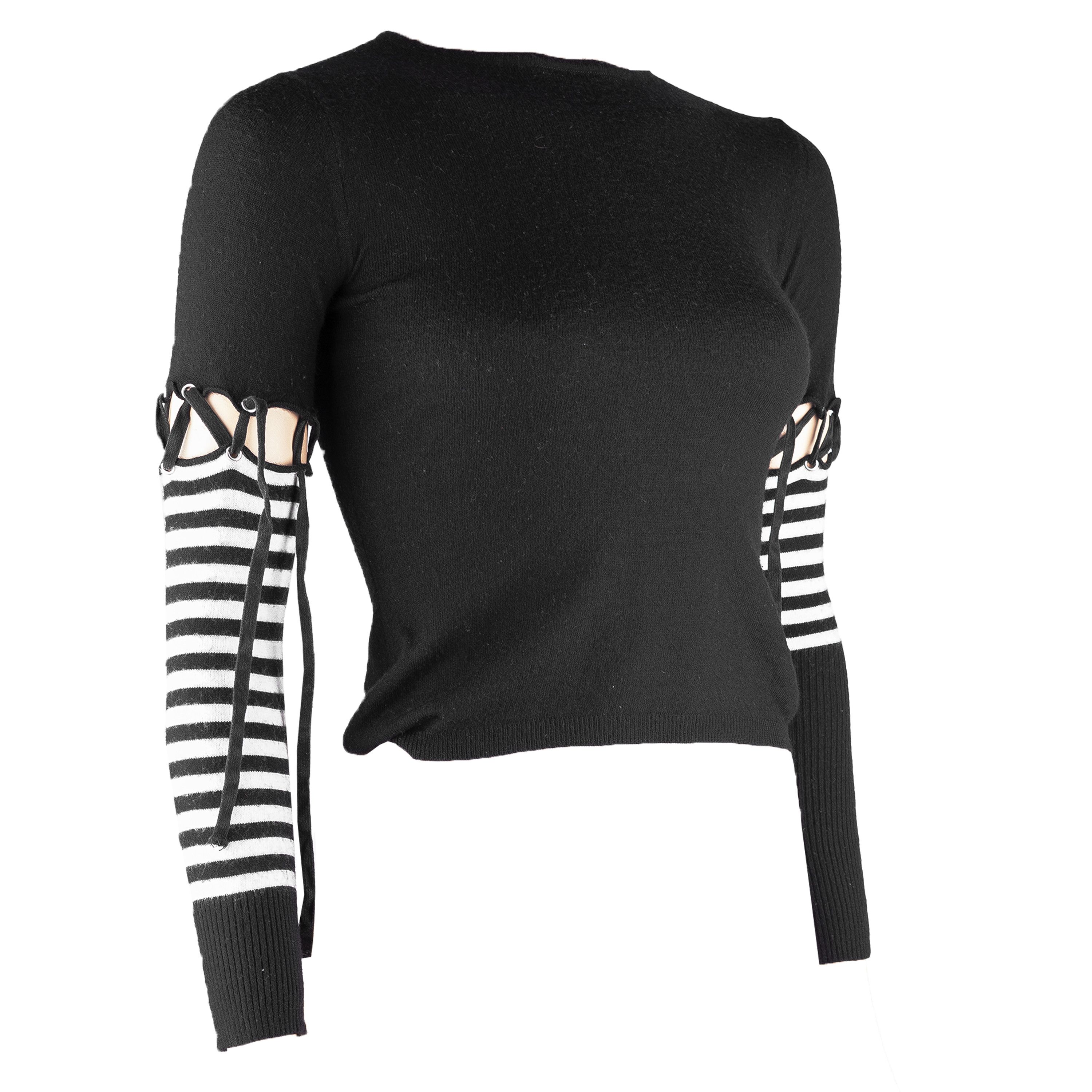 Dolce & Gabbana Dolce & Gabbana Vintage Black Cutout Tied Sleeves Top (XS) Size XS / US 0-2 / IT 36-38 - 1 Thumbnail
