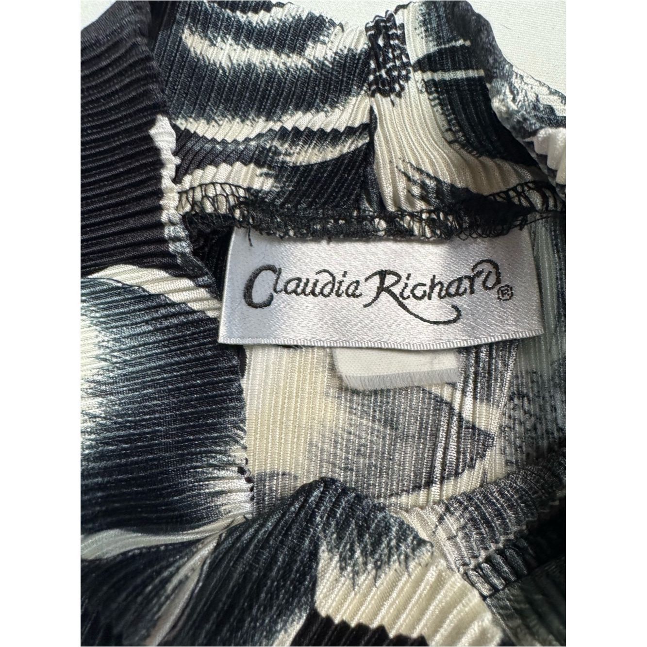 Other Vintage Claudia Richard Pleated Floral Mock Neck Sleeveless Size L / US 10 / IT 46 - 6 Thumbnail