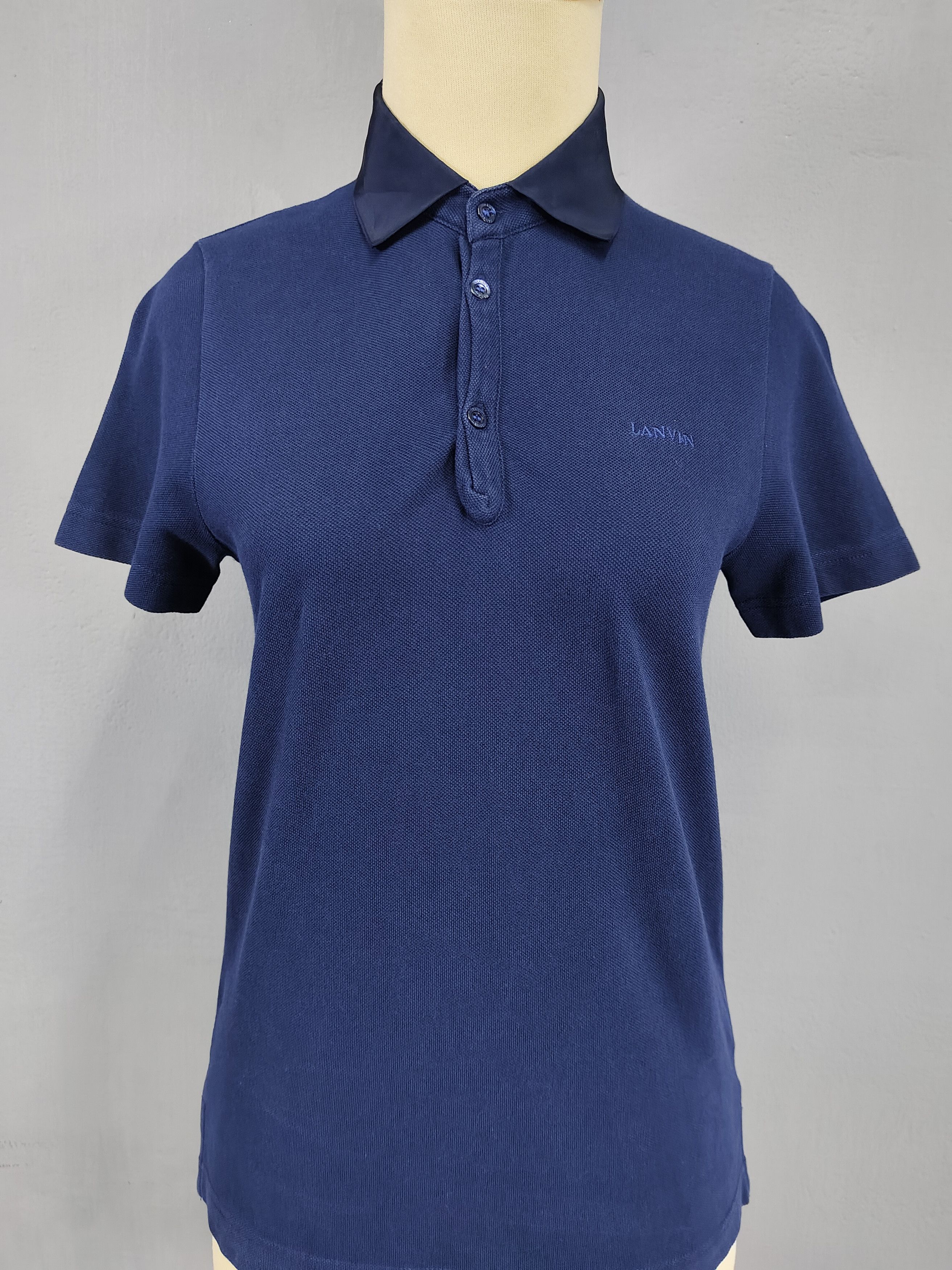 Lanvin Lanvin🇫🇷Minimalist Embroidered Logo Contrast Collar Polos Size S / US 4 / IT 40 - 2 Thumbnail