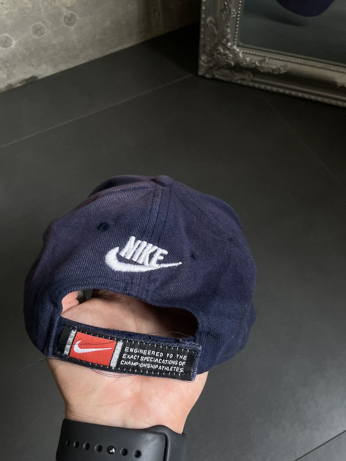 Nike × Vintage Vintage Nike Cap Made In Usa Sunfaded Swoosh Red Tab Y2k Size ONE SIZE - 4 Thumbnail