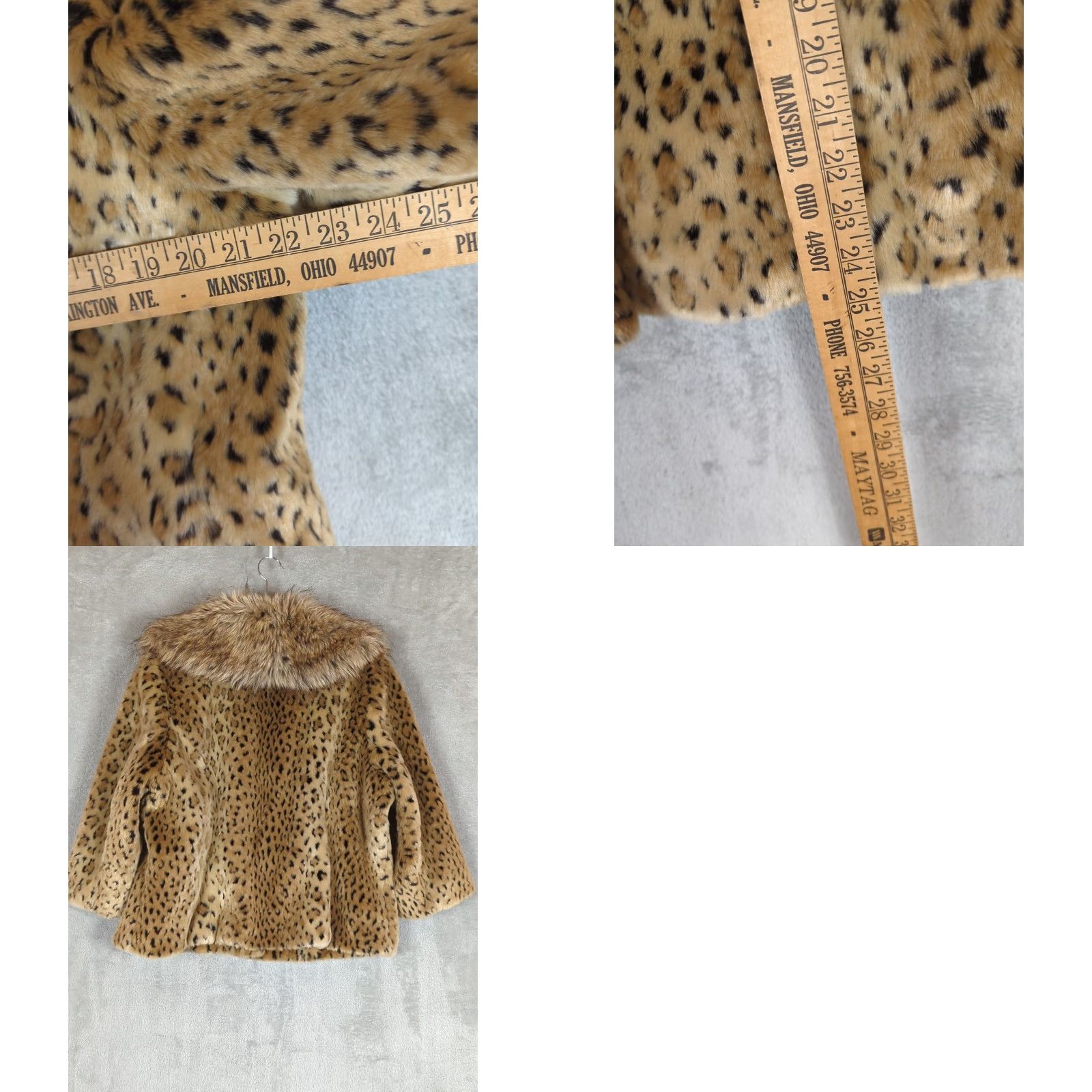 Vintage INC International Concepts Jacket Cropped Leopard Faux Fur 0X Womens 3/4 Sleeve Short Hook & Eye Collared Tan Black Mob Wife Vintage: No Size XL / US 12-14 / IT 48-50 - 8 Thumbnail