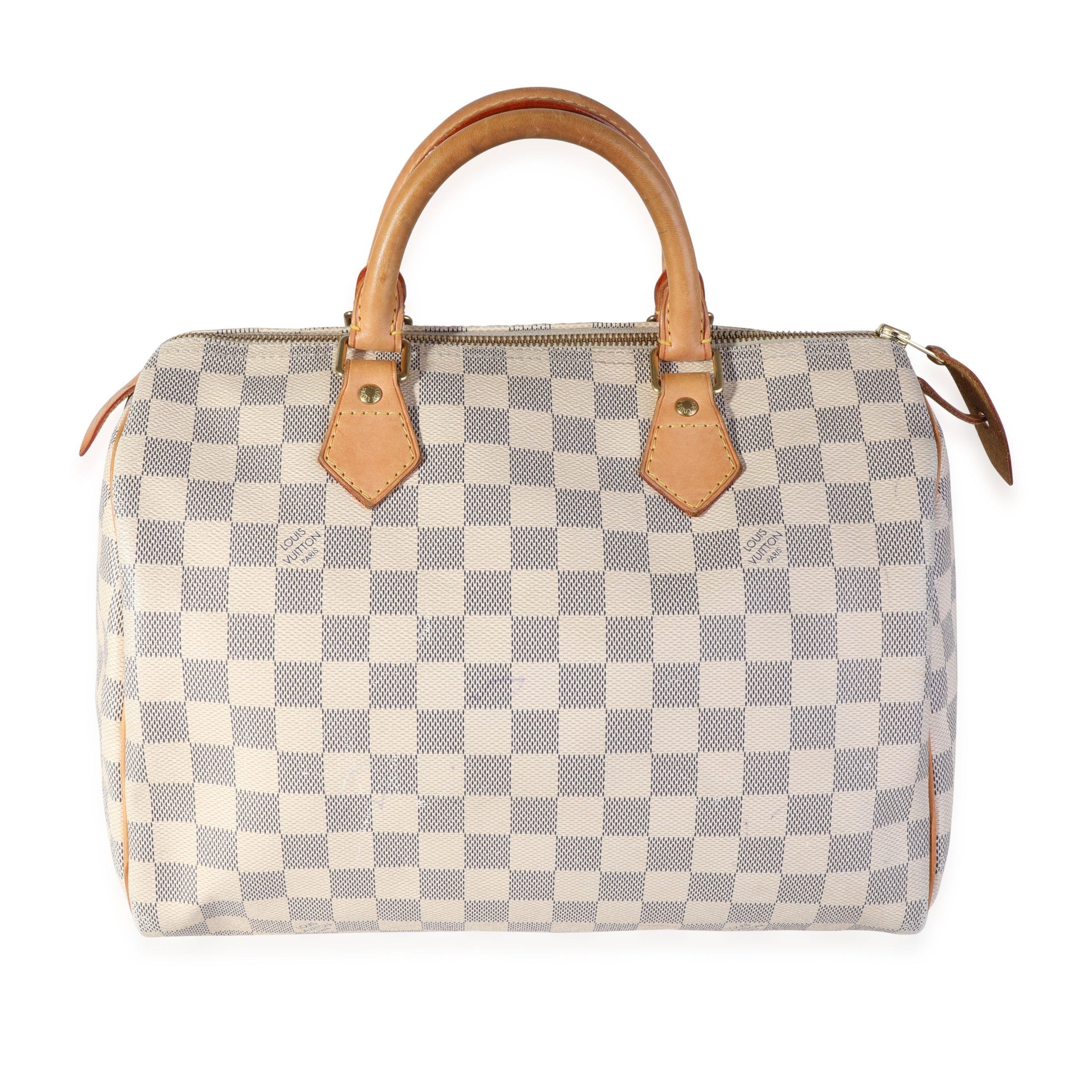 image of Louis Vuitton Damier Azur Speedy 30 in White, Women's