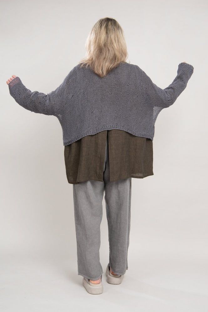 Vintage Umit unal Design oversized knit Dark Wool cropped Sweater Size L / US 10 / IT 46 - 4 Thumbnail