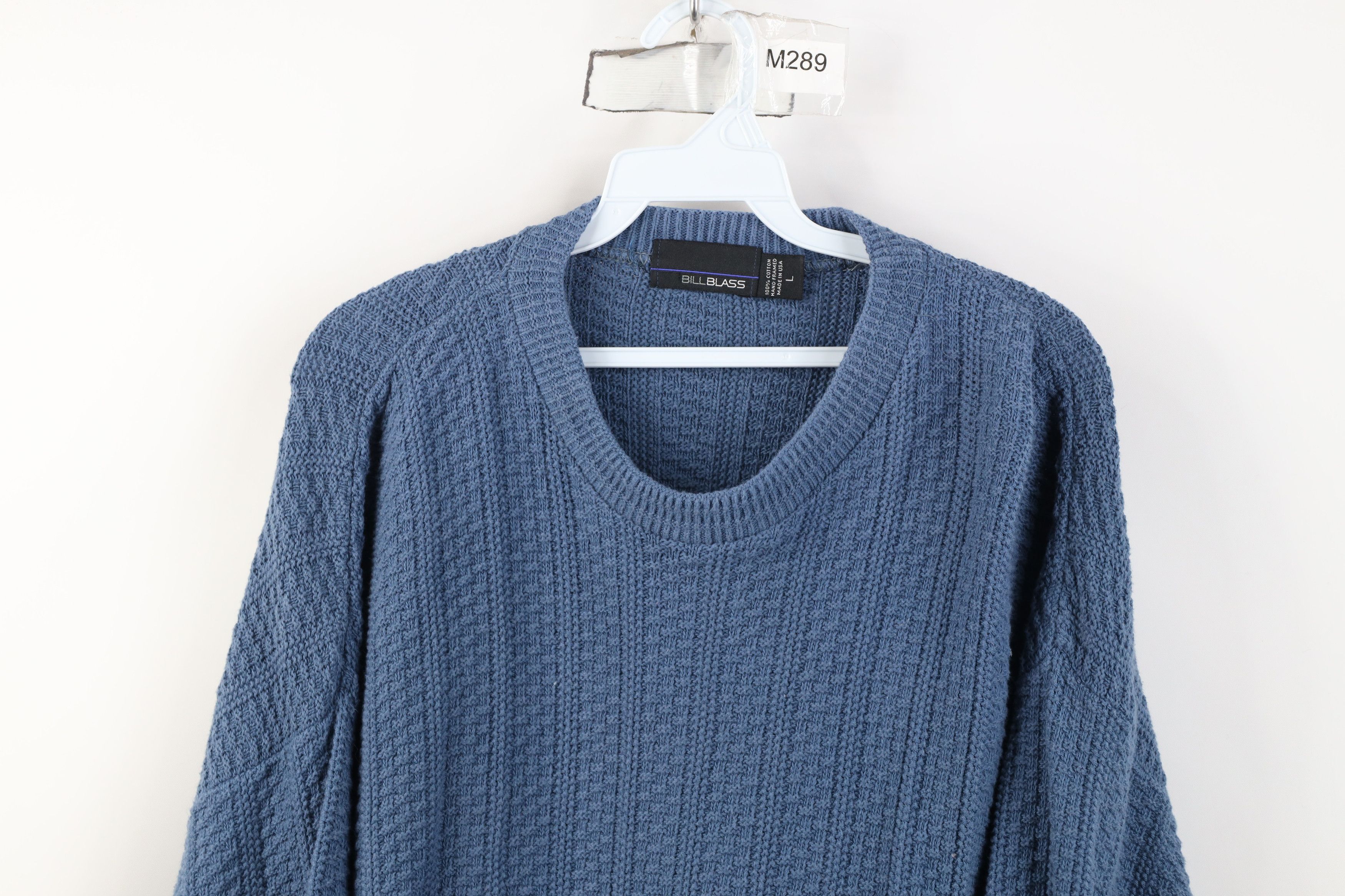 Vintage Vintage 90s Streetwear Framed Cotton Knit Sweater Blue USA Size US L / EU 52-54 / 3 - 2 Thumbnail