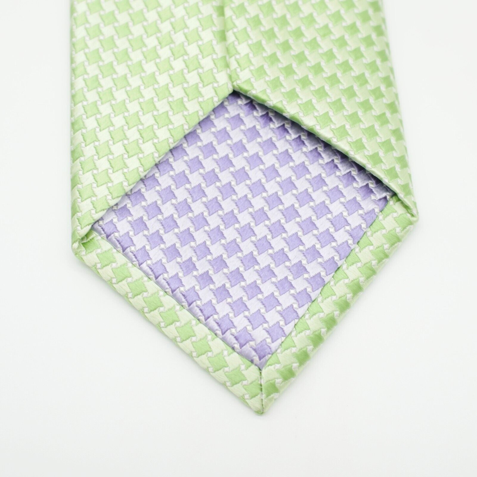 Designer Haines & Bonner Of London Green Woven Geometric Silk Tie Size ONE SIZE - 5 Thumbnail
