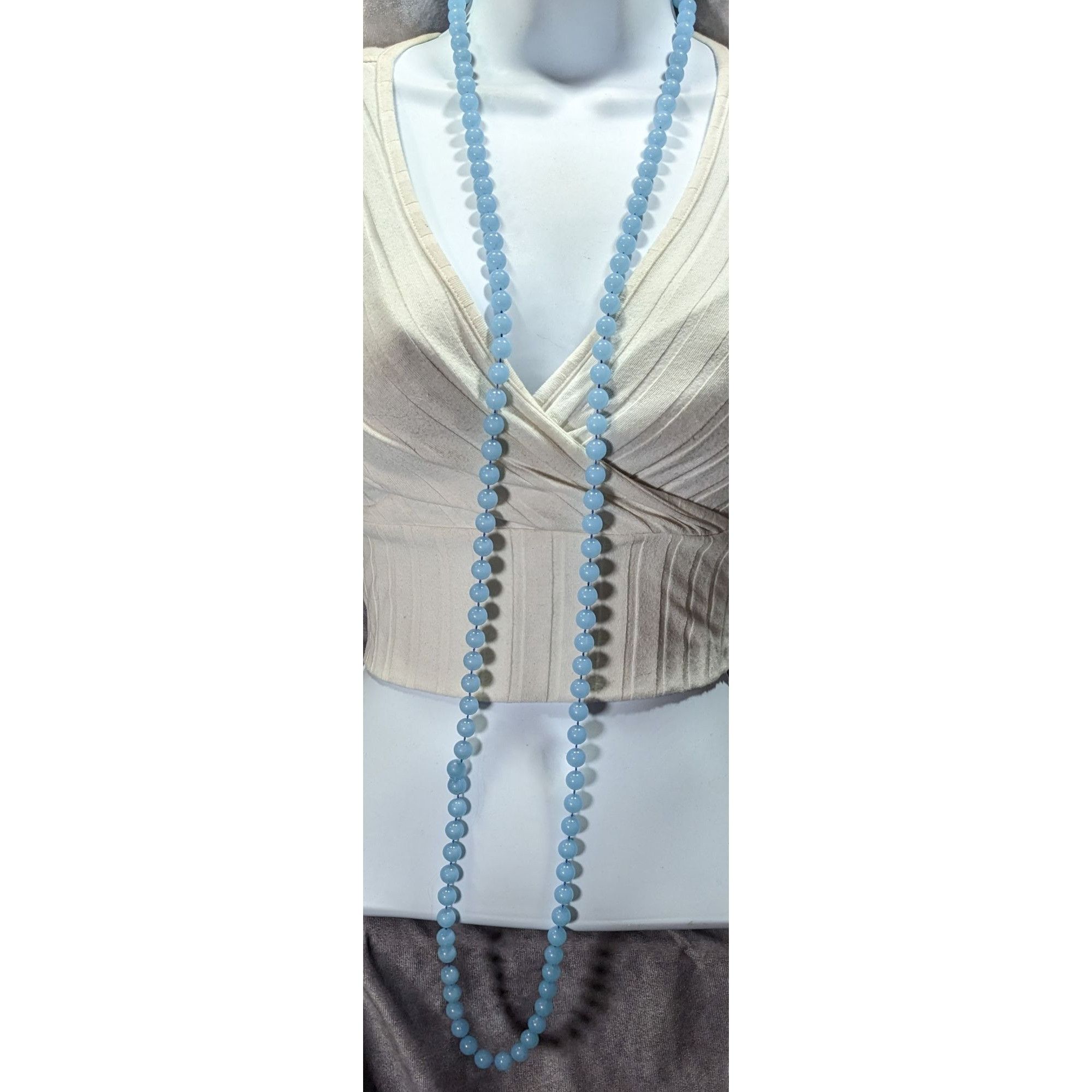 Other Casual Light Blue Extra Long Plastic Beaded Necklace Size ONE SIZE - 6 Thumbnail