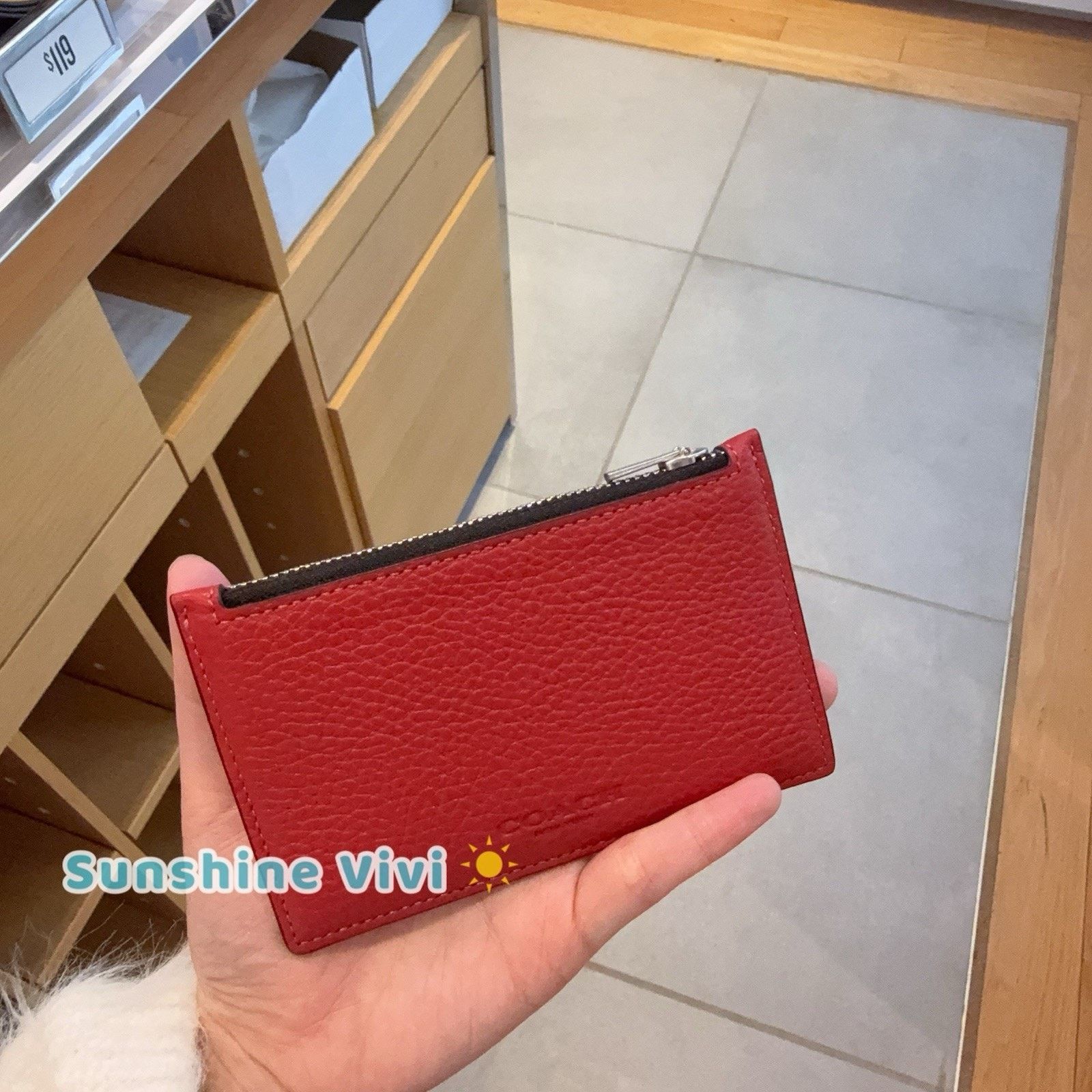 Coach NWT Coach Zip Card Case C4280 Leather Silver TRUE RED Size ONE SIZE - 4 Thumbnail
