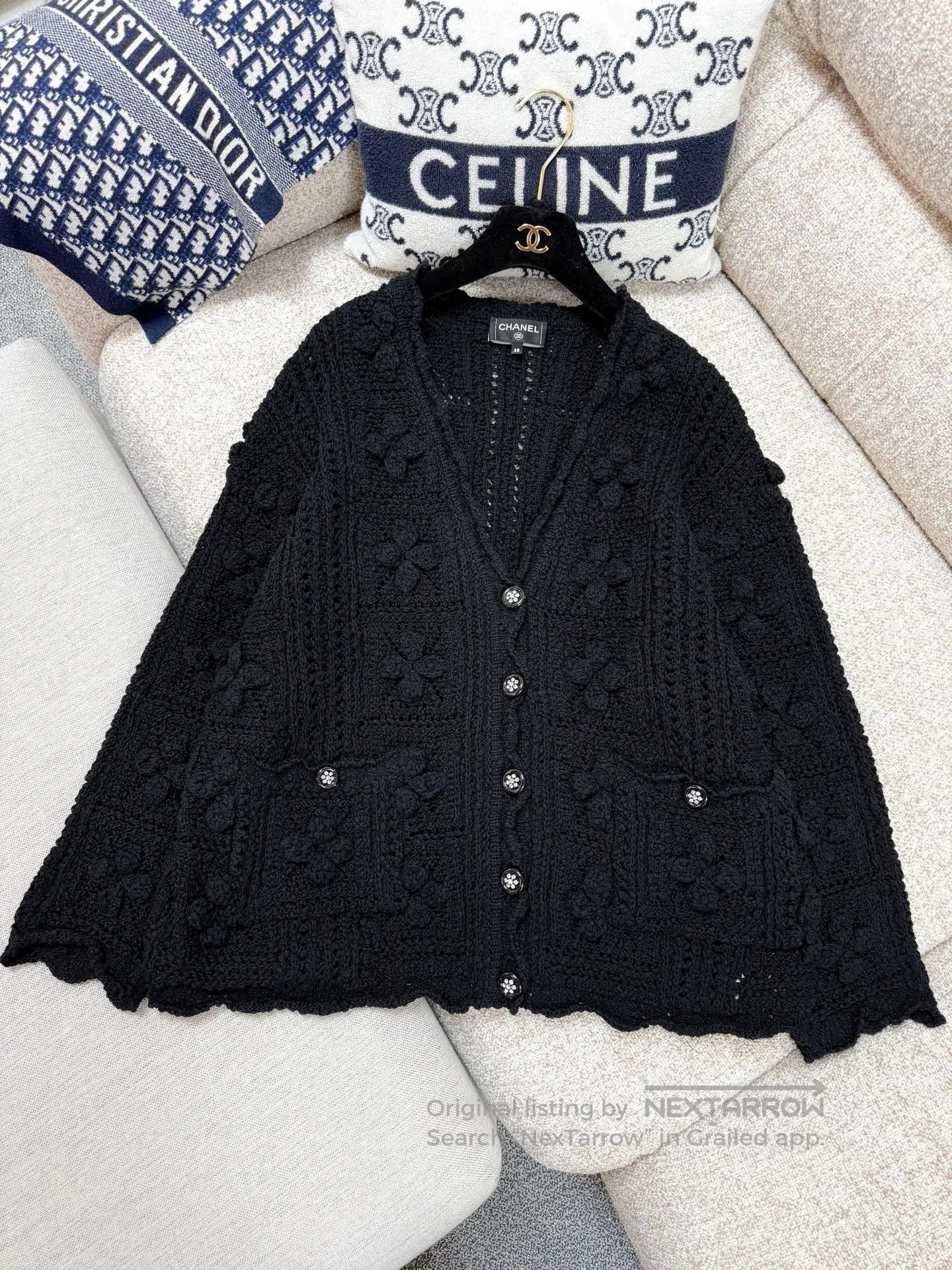 Chanel Chanel Black Hook Flower Knit Cardigan. Size S / US 4 / IT 40 - 2 Thumbnail