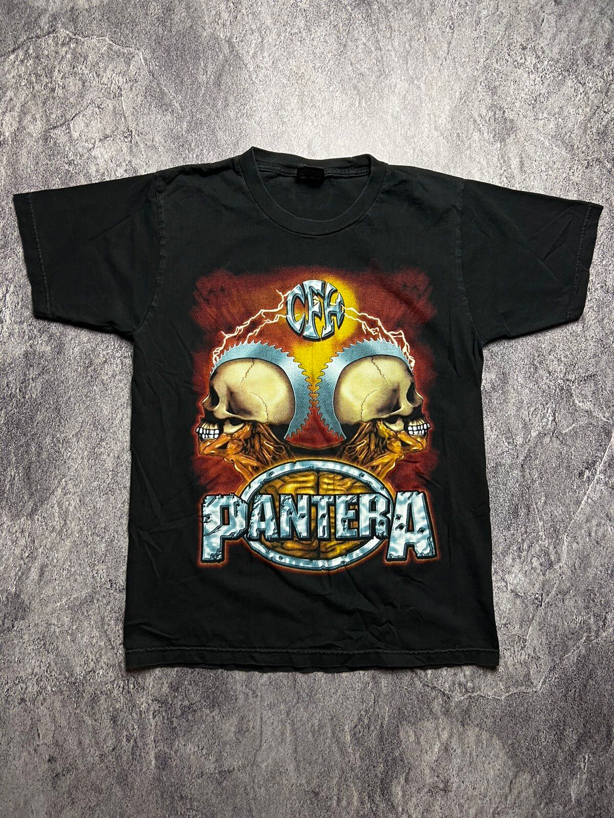 Pre-owned Band Tees X Rock Tees Pantera 00s Heavy Metal Rock Band Skull Sunrise Tee In Black