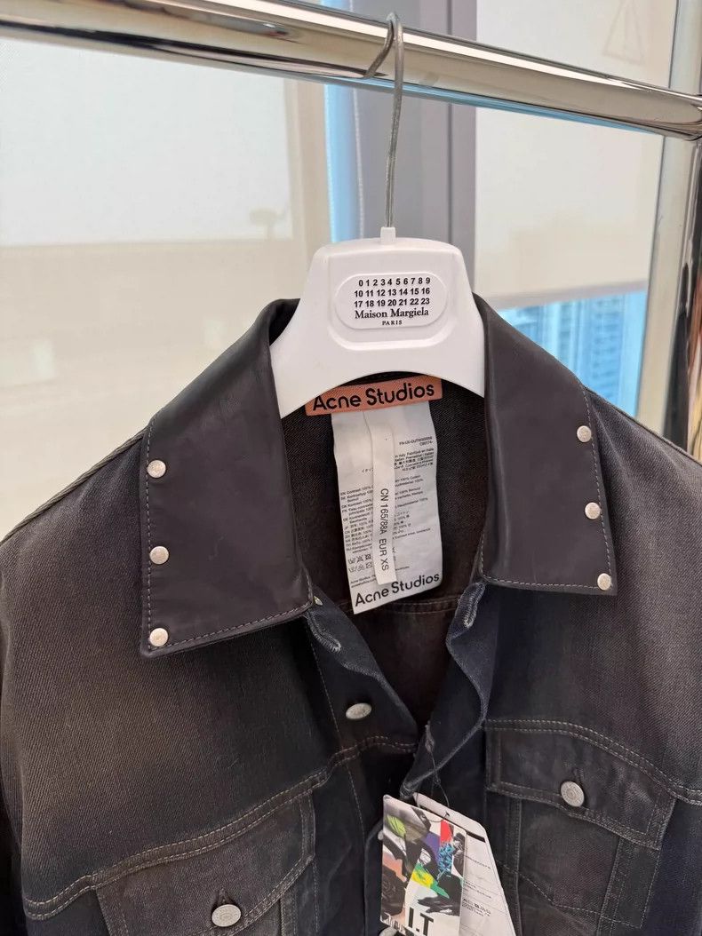 Acne Studios acne studios Leather collar ripple denim jacket 2504-Nextar Size US XS / EU 42 / 0 - 2 Thumbnail