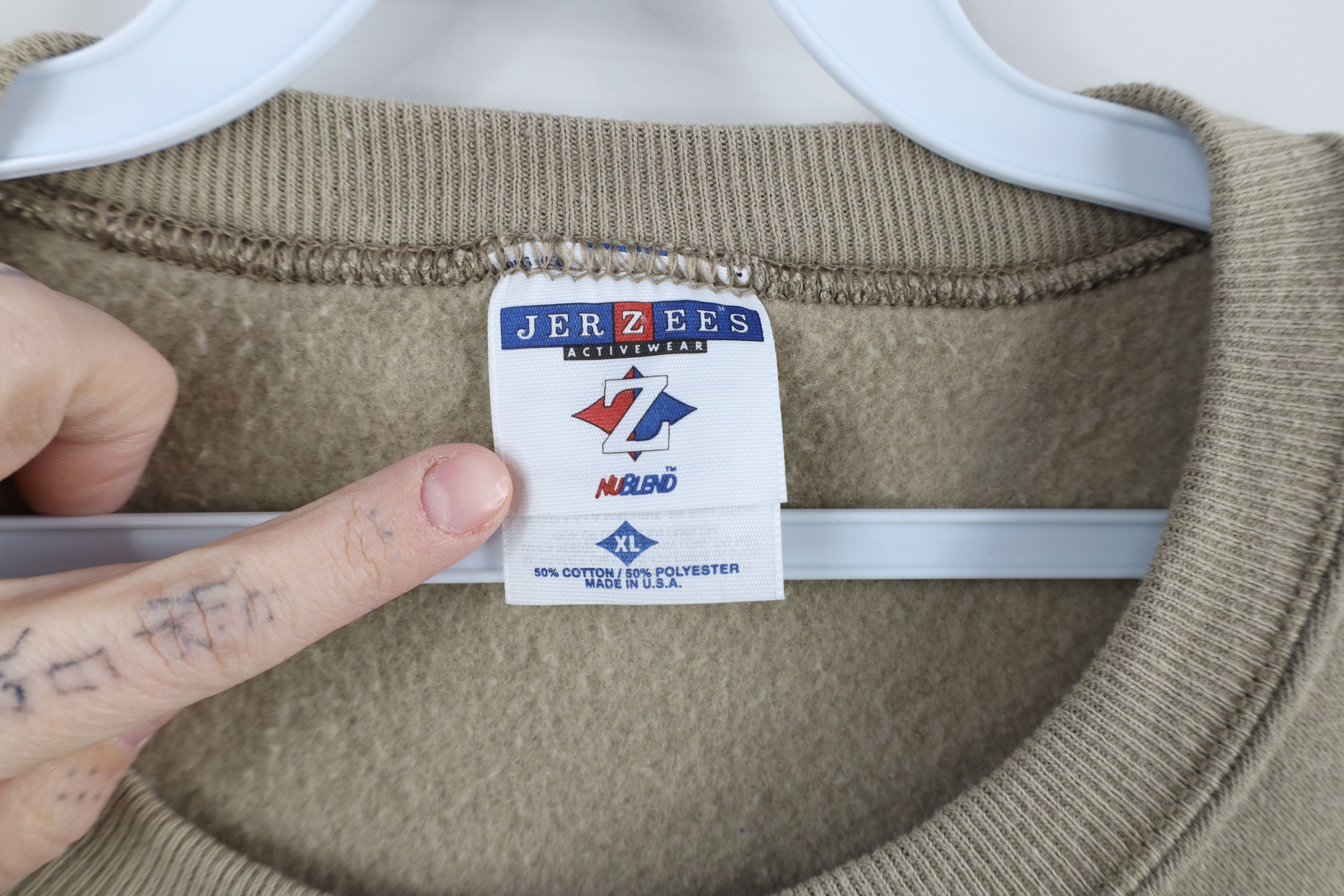Vintage Vintage 90s Streetwear Crewneck Sweatshirt Beige Khaki USA Size US XL / EU 56 / 4 - 4 Thumbnail