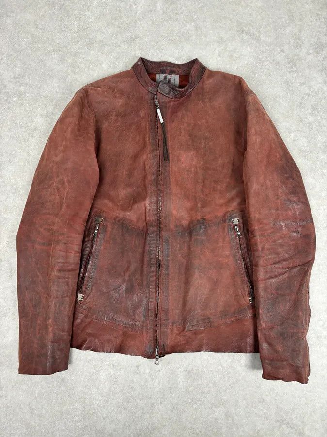 Isaac Sellam Experience Isaac Sellam Bordeaux Leather Back-Zip Avant-Garde Jacket Size US L / EU 52-54 / 3 - 1 Thumbnail