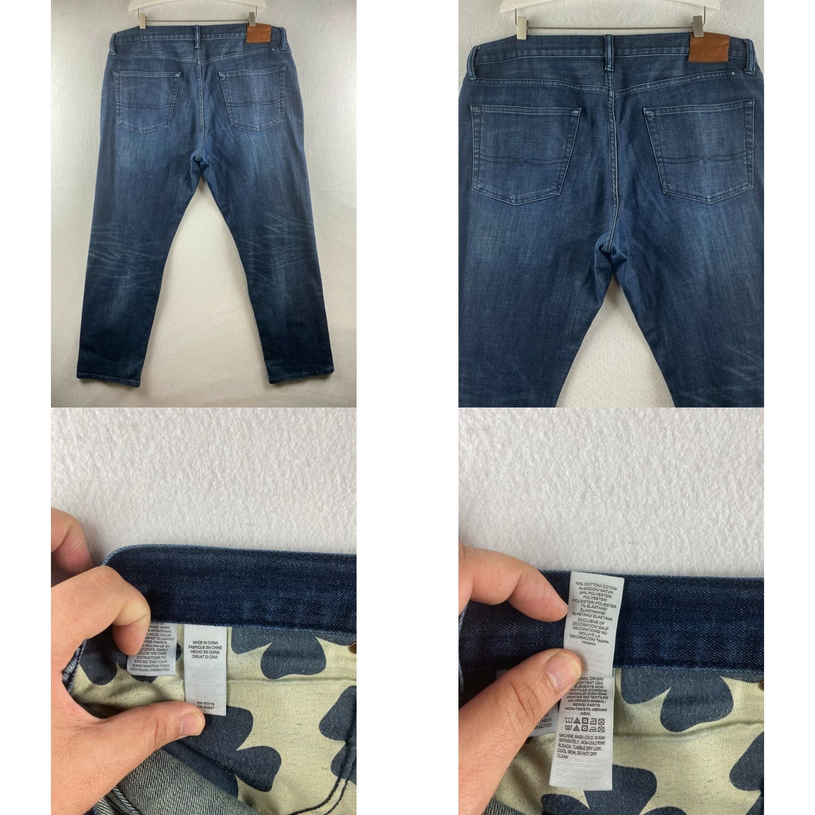 Vintage Lucky Brand Jeans Mens 38 Blue Straight Stretch 221 Original Dark Distressed Regular Rise 5-Pocket Denim Size US 38 / EU 54 - 8 Thumbnail