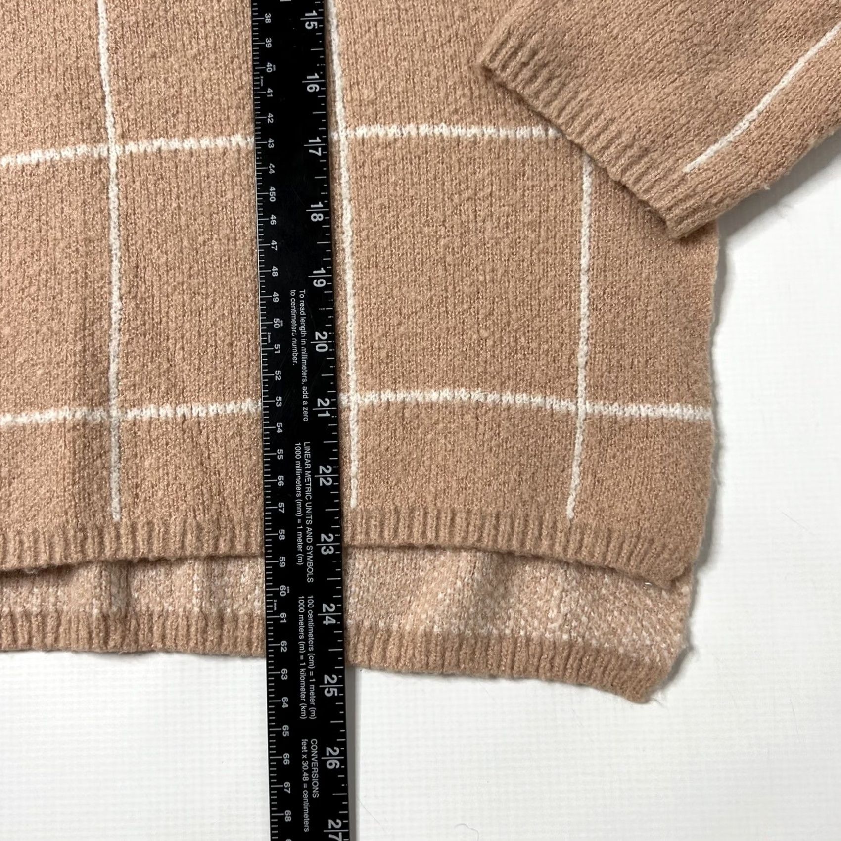 Lulus Lulus Pink Windowpane Turtleneck Pullover Sweater Womens S Dolman Knit Stretch Side Slit Size S / US 4 / IT 40 - 6 Thumbnail