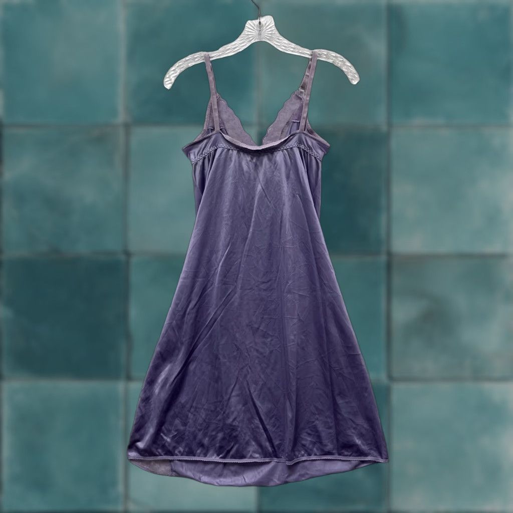 Sears VINTAGE Sears Midi Slip Dress Purple 80s Satin Lace Edwardian Victorian Womens 34 S - Fits S Size S / US 4 / IT 40 - 1 Thumbnail