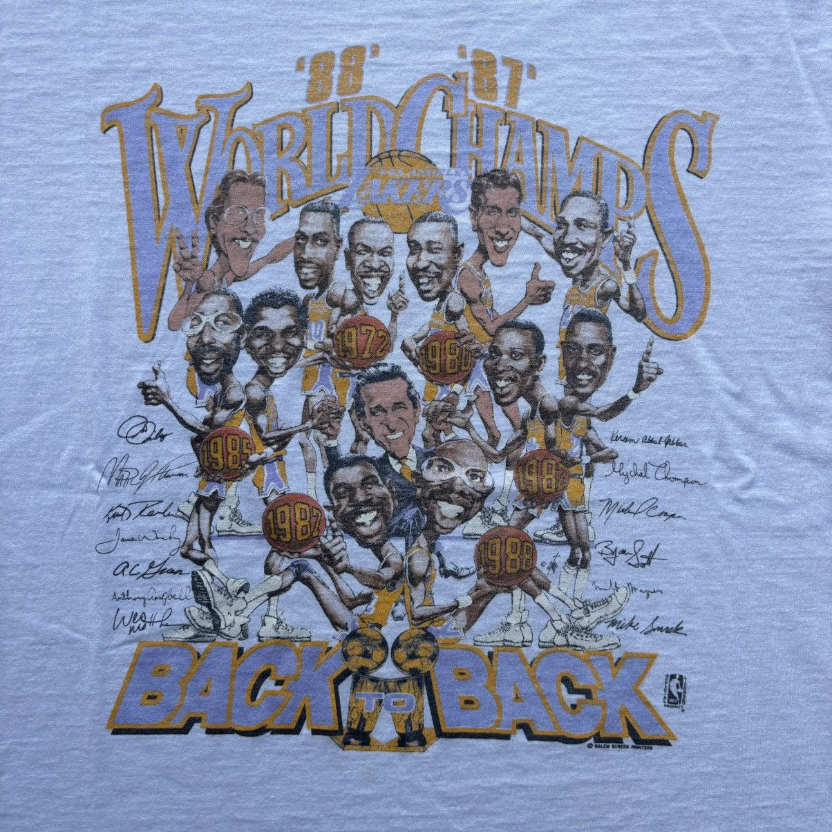 NBA × Vintage 80s Los Angeles Lakers Caricature Tshirt Size US XL / EU 56 / 4 - 3 Thumbnail