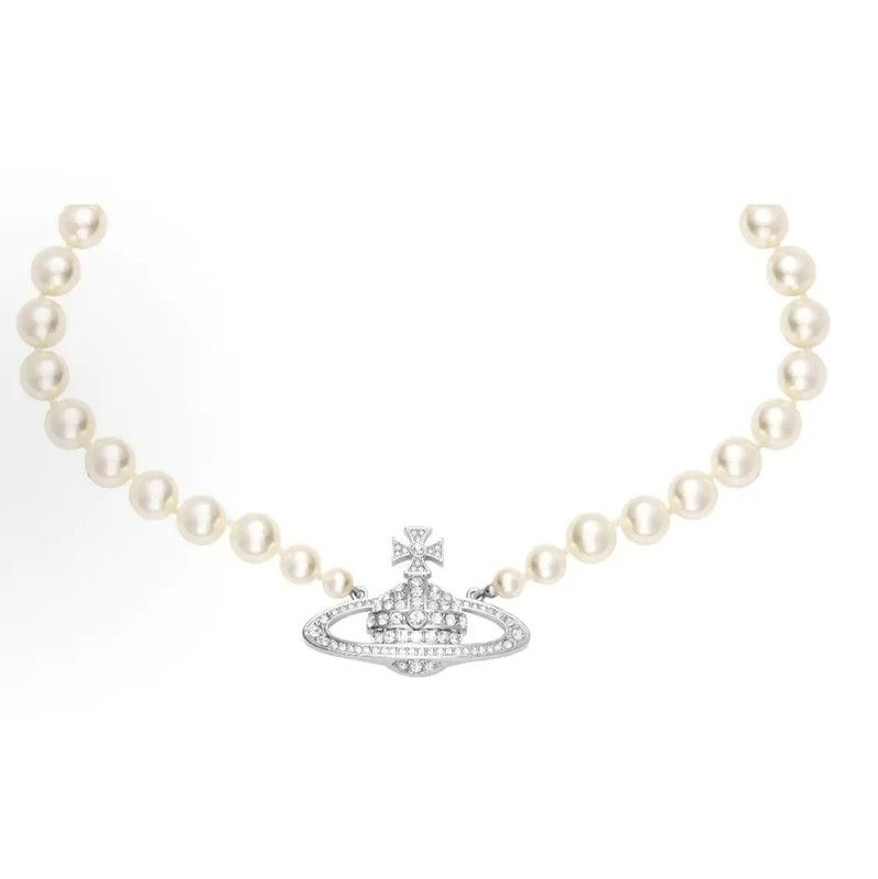 Vivienne Westwood Vivienne Westwood Silver Pearl Necklace 0089 Size ONE SIZE - 1 Thumbnail