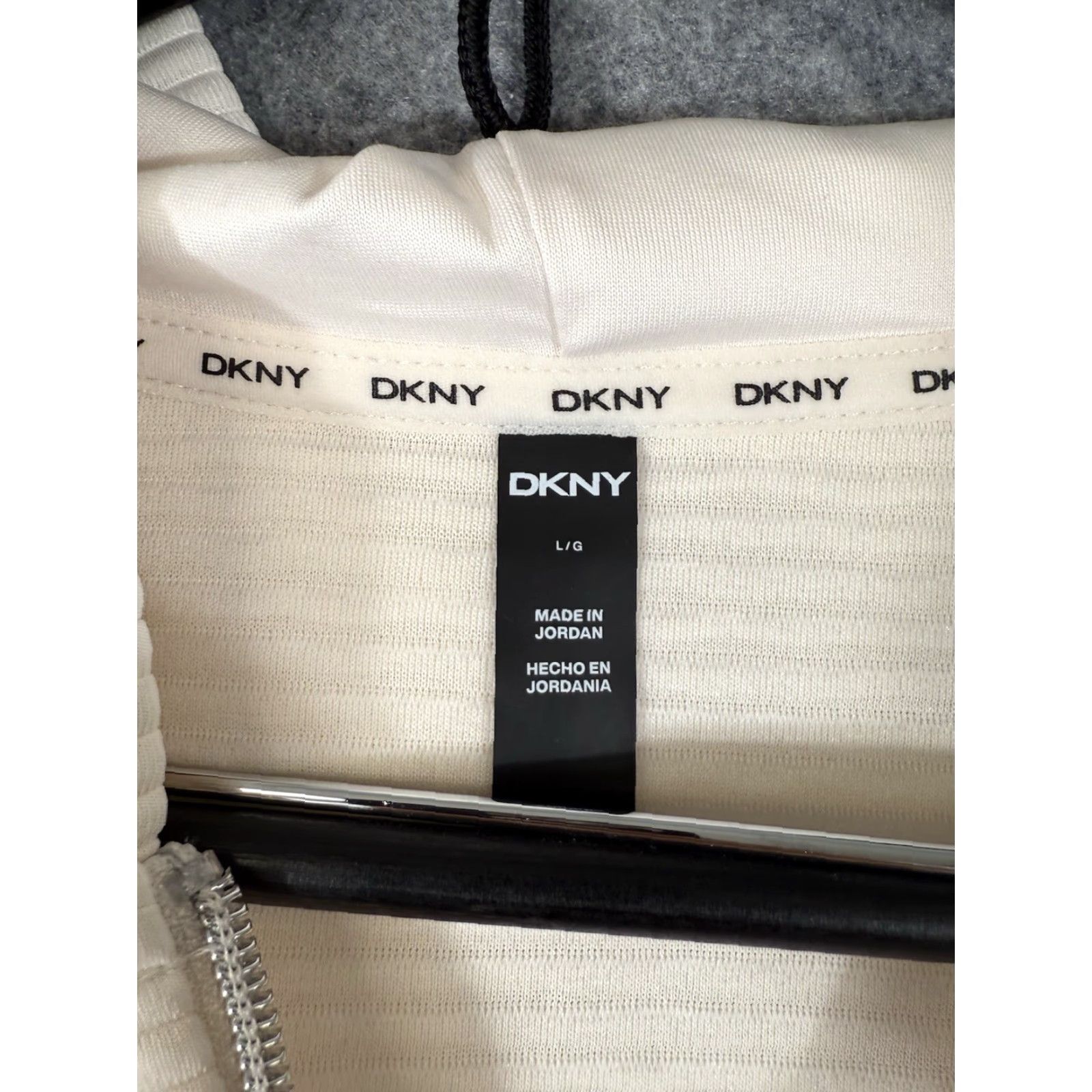 DKNY DKNY Full Zip Hoodie Sweatshirt Women Size L Sand Ivory Pink Ribbed NWT Size L / US 10 / IT 46 - 6 Thumbnail