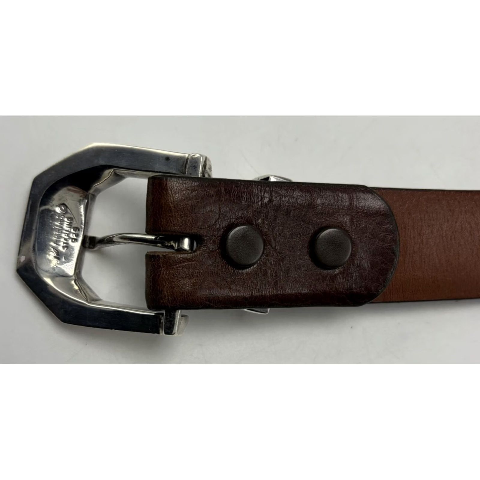 Vintage Pat Areias Belt Mens Sterling Silver 925 Buckle 36-38 Genuine Calfskin Made USA Brown Mens Accessories Belt Size ONE SIZE - 5 Thumbnail