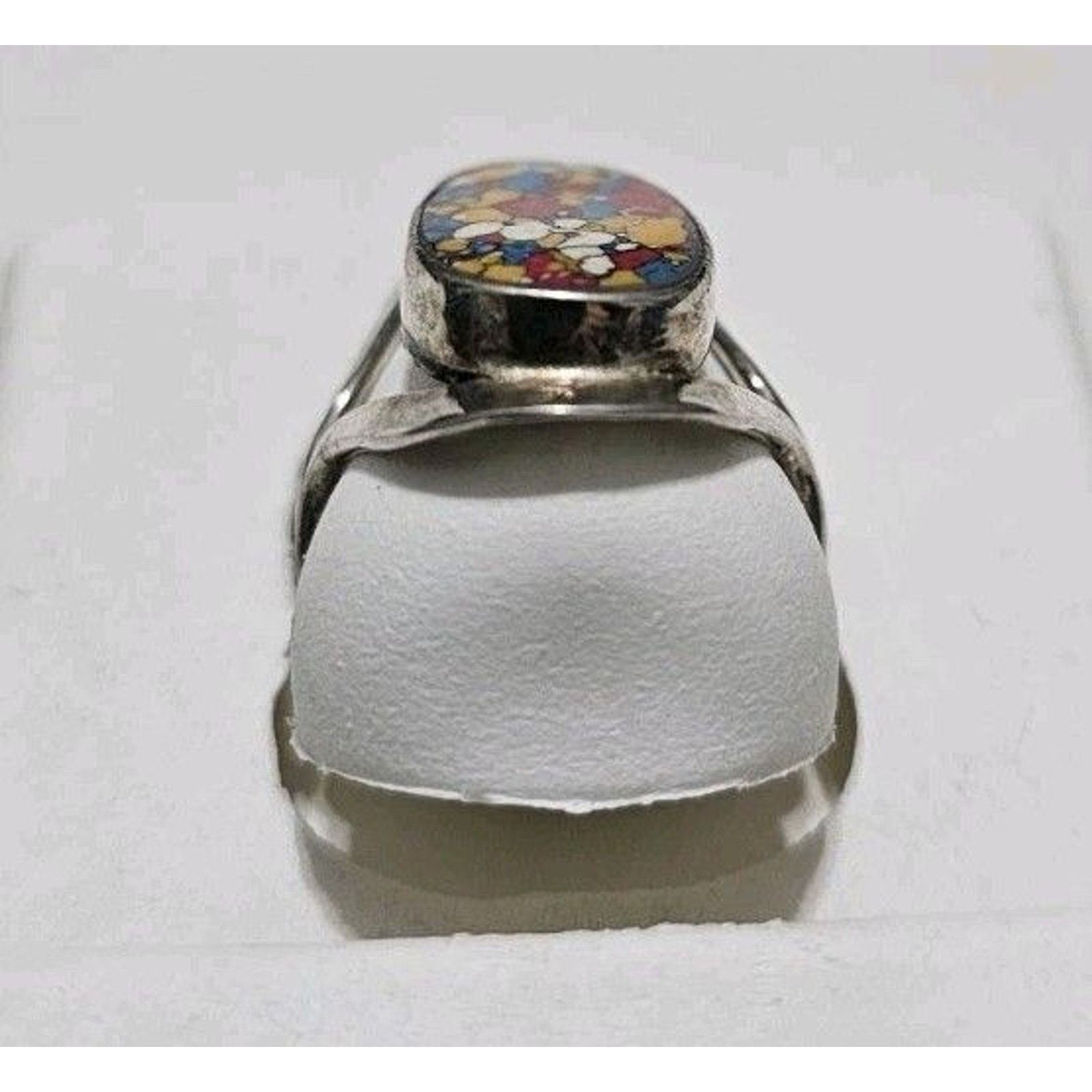 Other Rainbow Mosaic Jasper Style Gemstone 925 Silver Ring Size 6 Size ONE SIZE - 3 Thumbnail