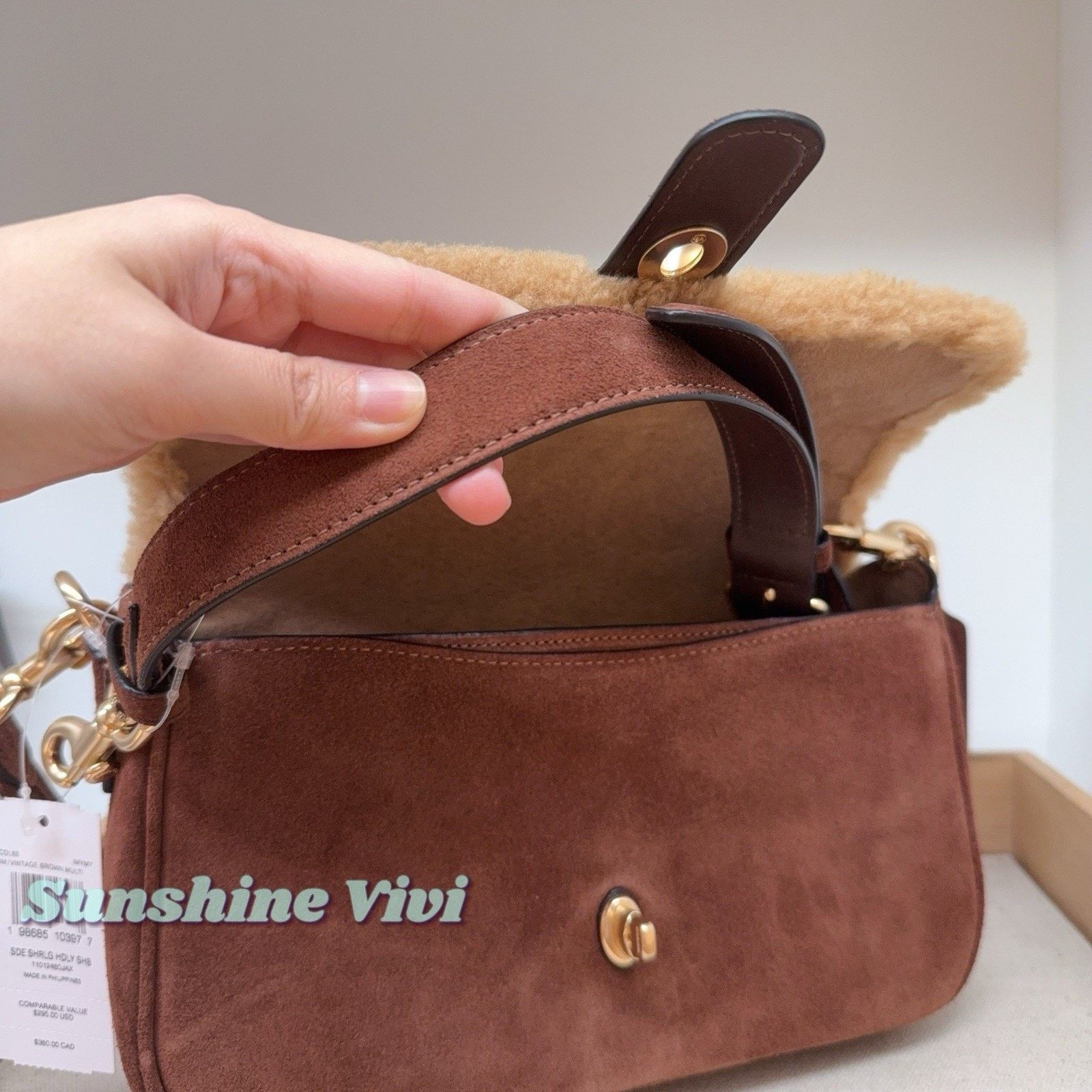 Coach NWT Coach Hadley Shoulder Bag CDL68 Suede Vintage Brown Size ONE SIZE - 7 Thumbnail
